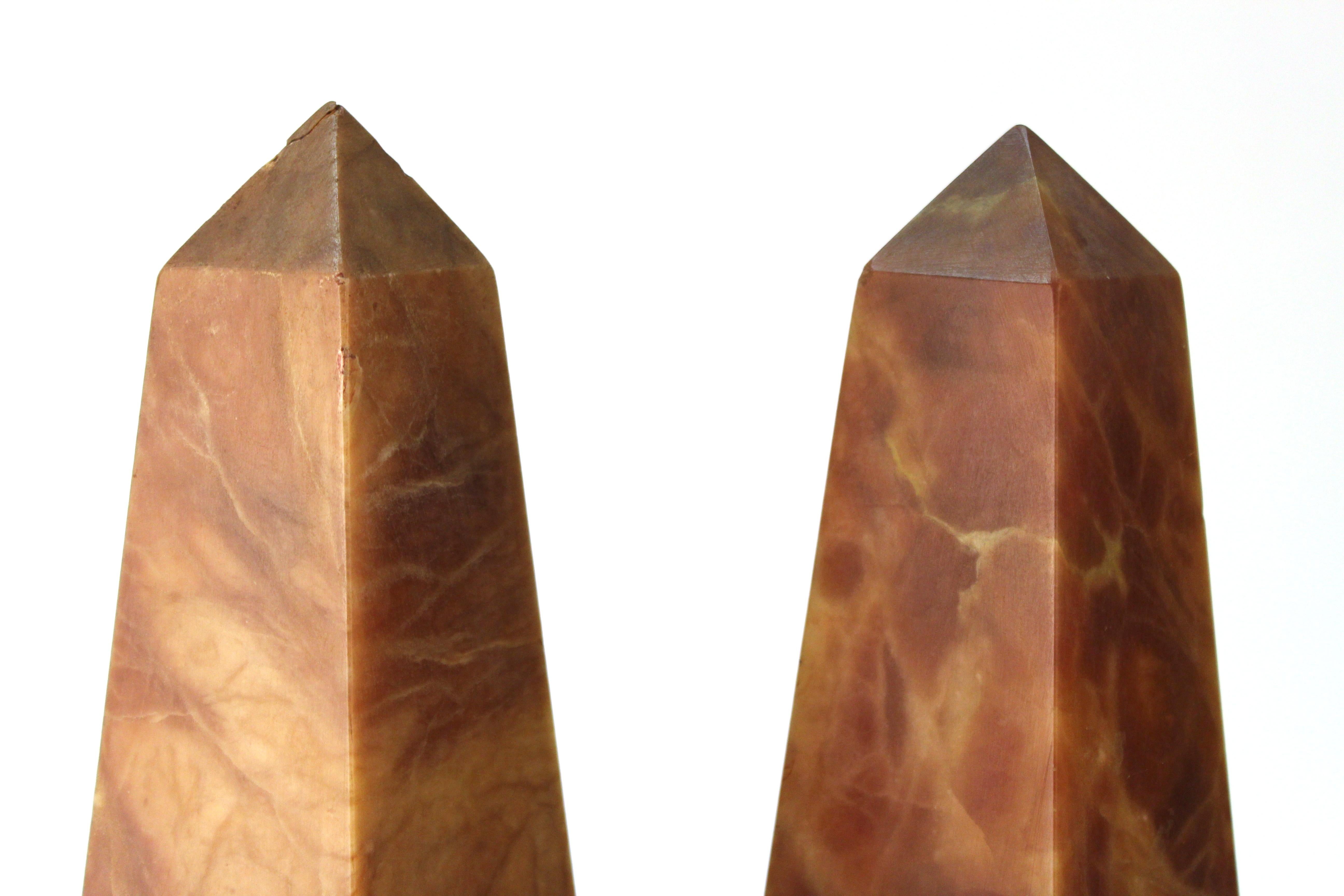 19th Century Italian Neoclassical Style Obelisks in Extinct Brown Alabaster For Sale