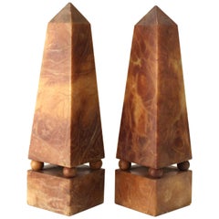 Antique Italian Neoclassical Style Obelisks in Extinct Brown Alabaster