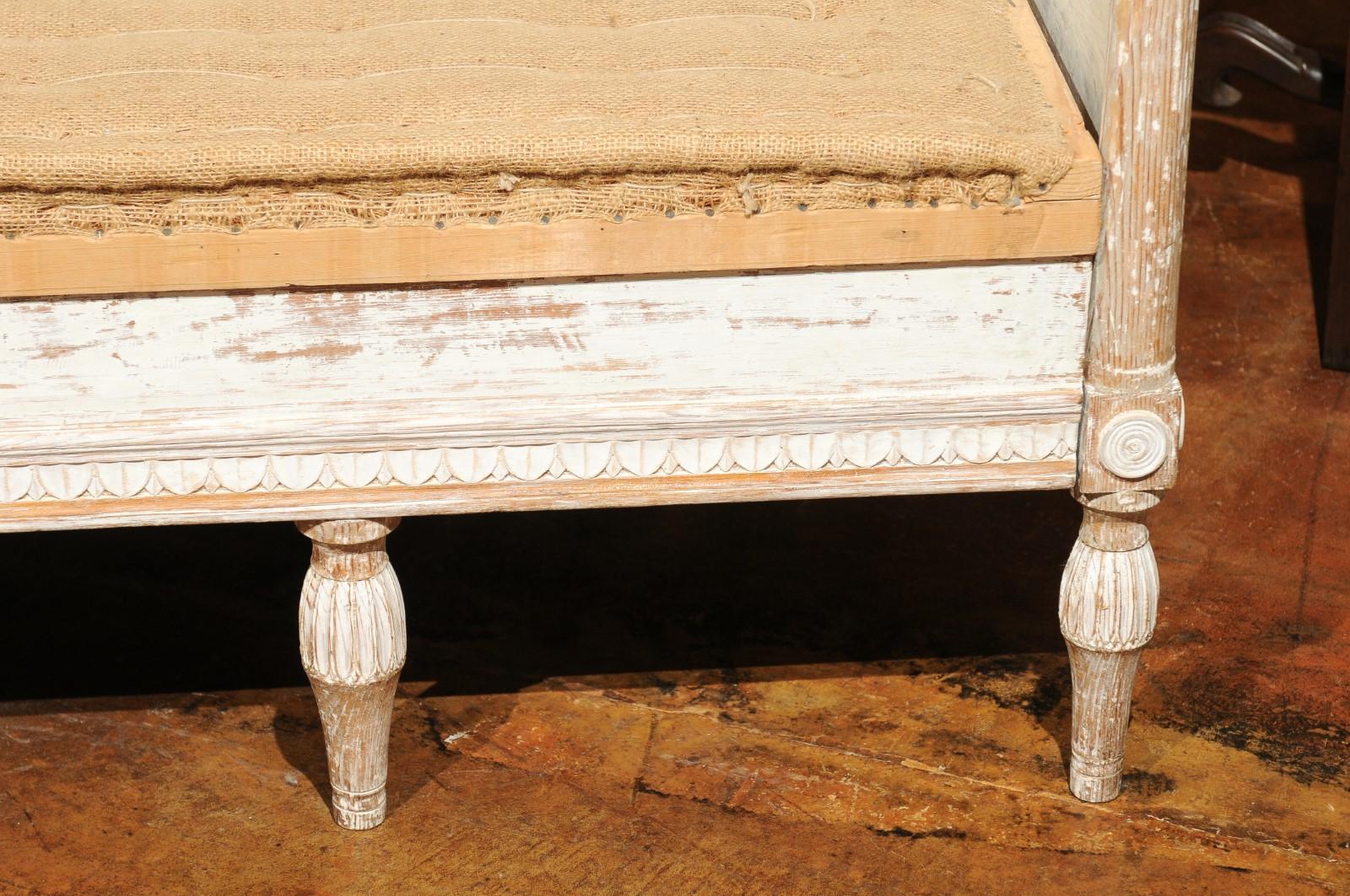 Italian Neoclassical Style Painted and Carved Wooden Bench with Hidden Storage For Sale 1