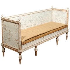 Italian Neoclassical Style Painted and Carved Wooden Bench with Hidden Storage