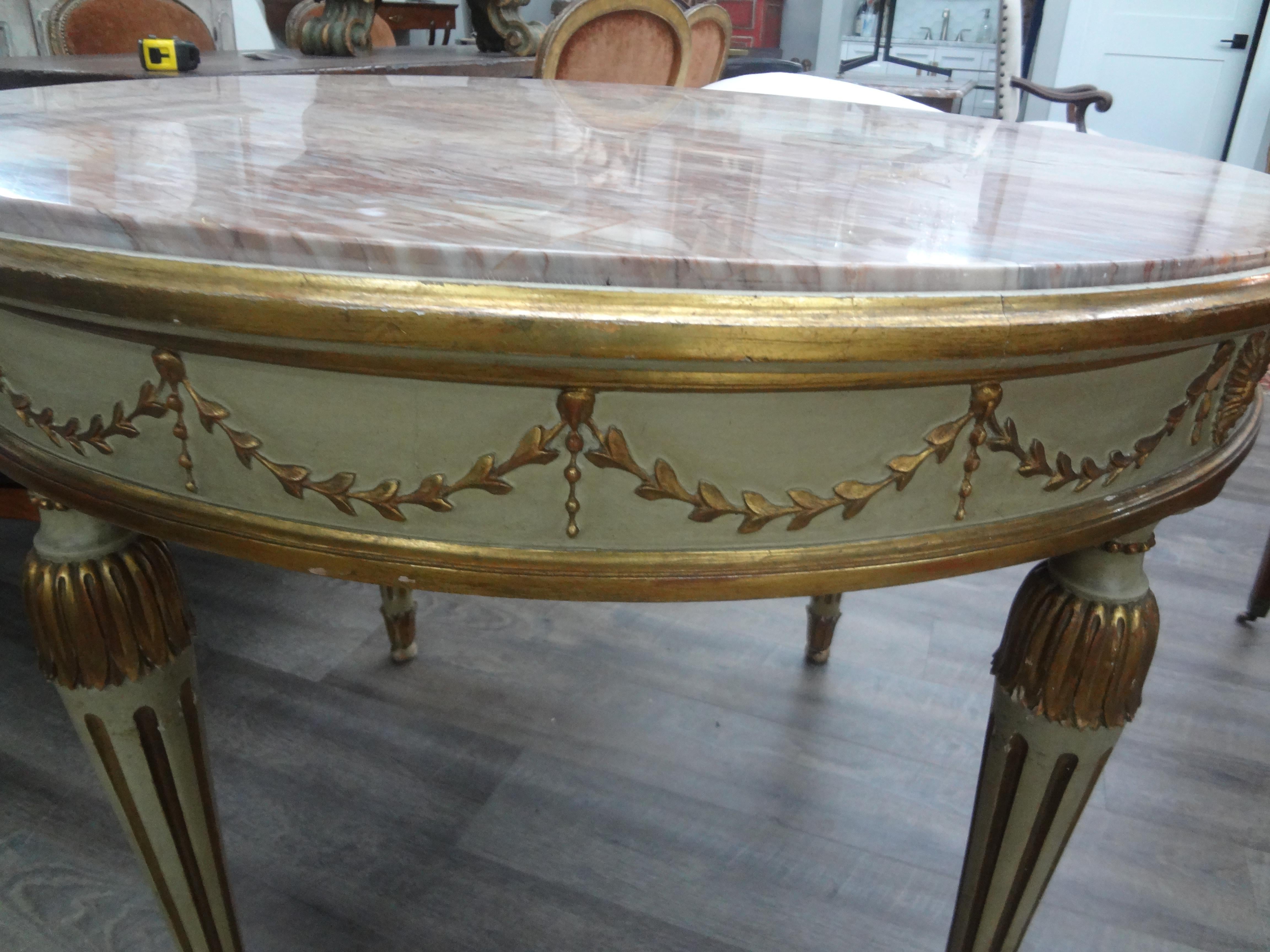 Marble Italian Neoclassical Style Painted And Parcel Gilt Center Table For Sale