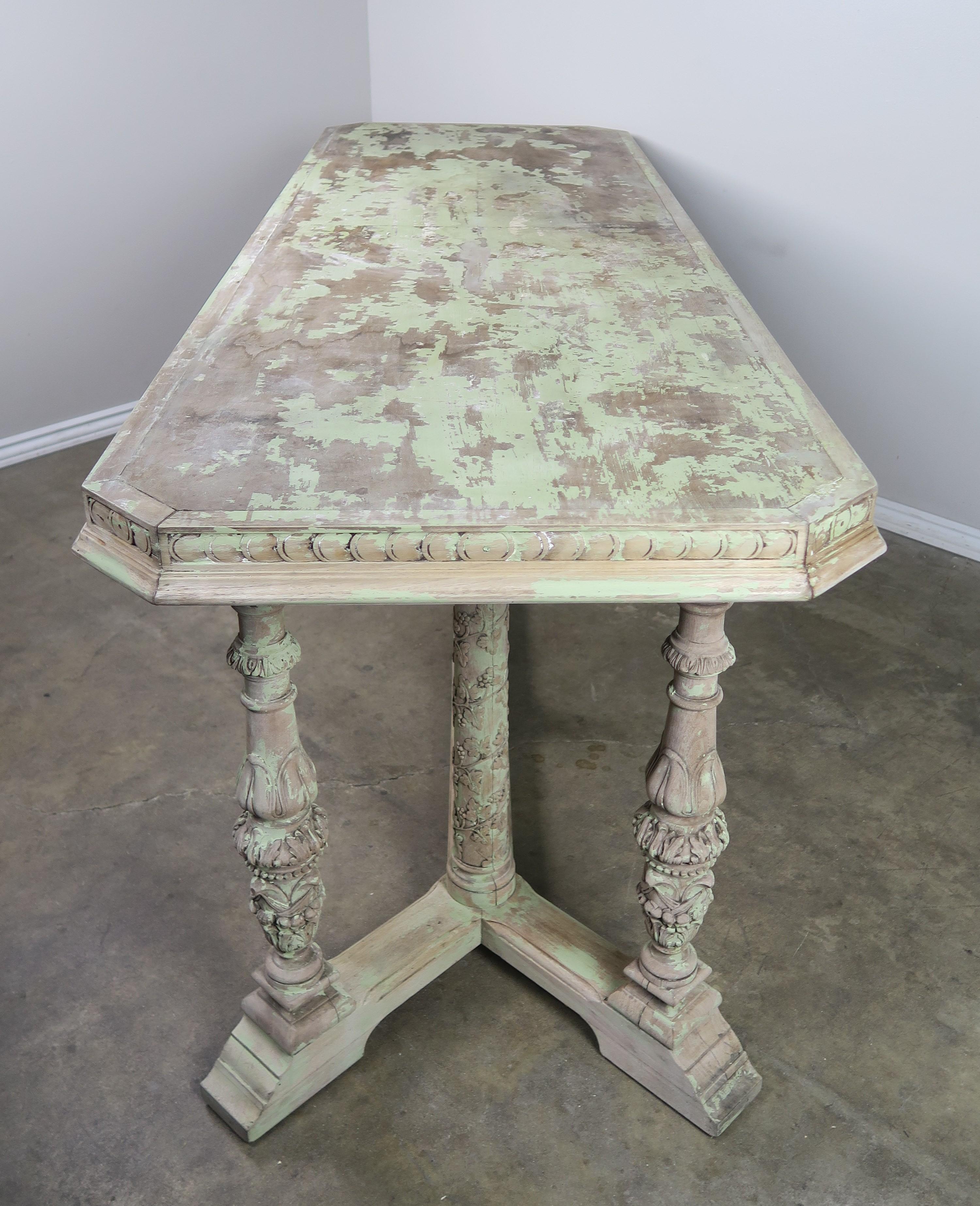 Wood Italian Neoclassical Style Painted Carved Console C. 1930's