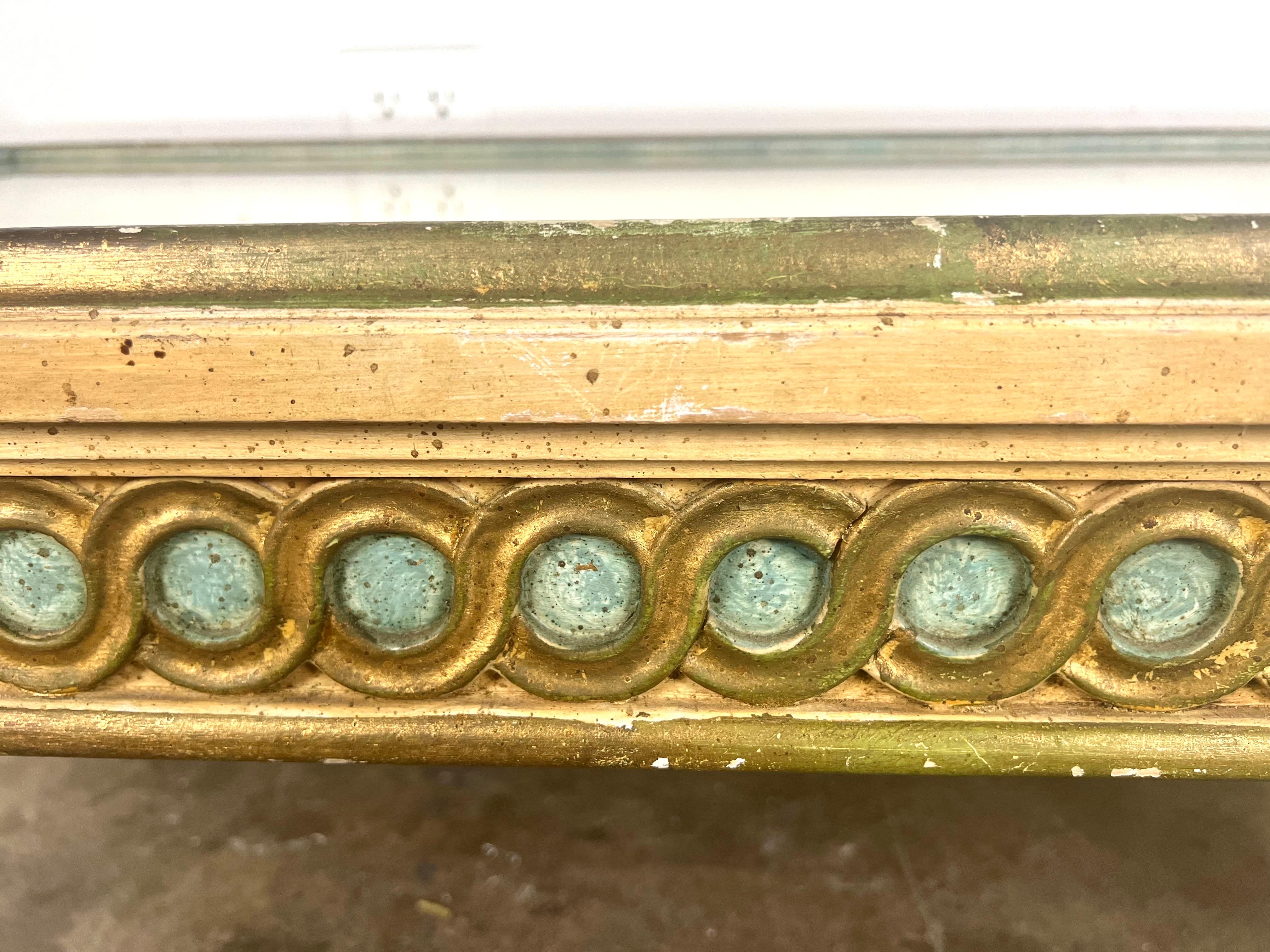 Glass Italian Neoclassical Style Painted Coffee Table C. 1930's