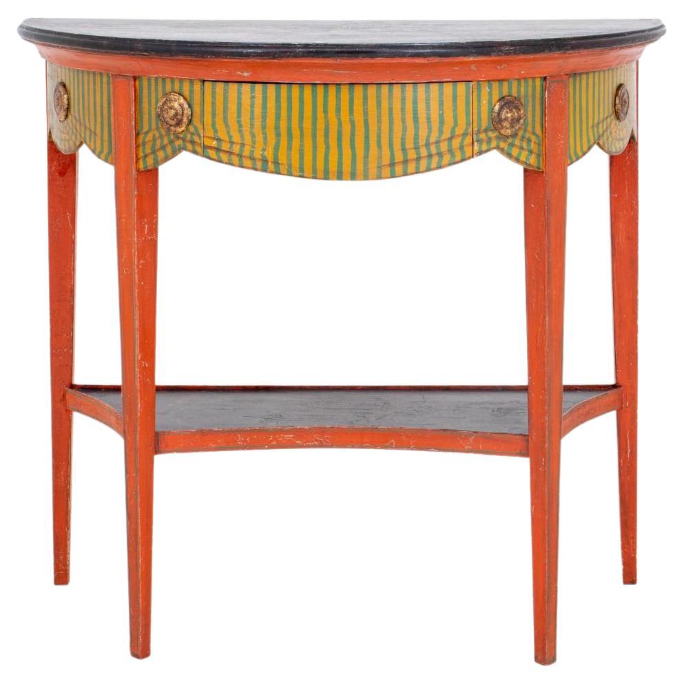 Italian Neoclassical Style Painted Demilune, 1950s