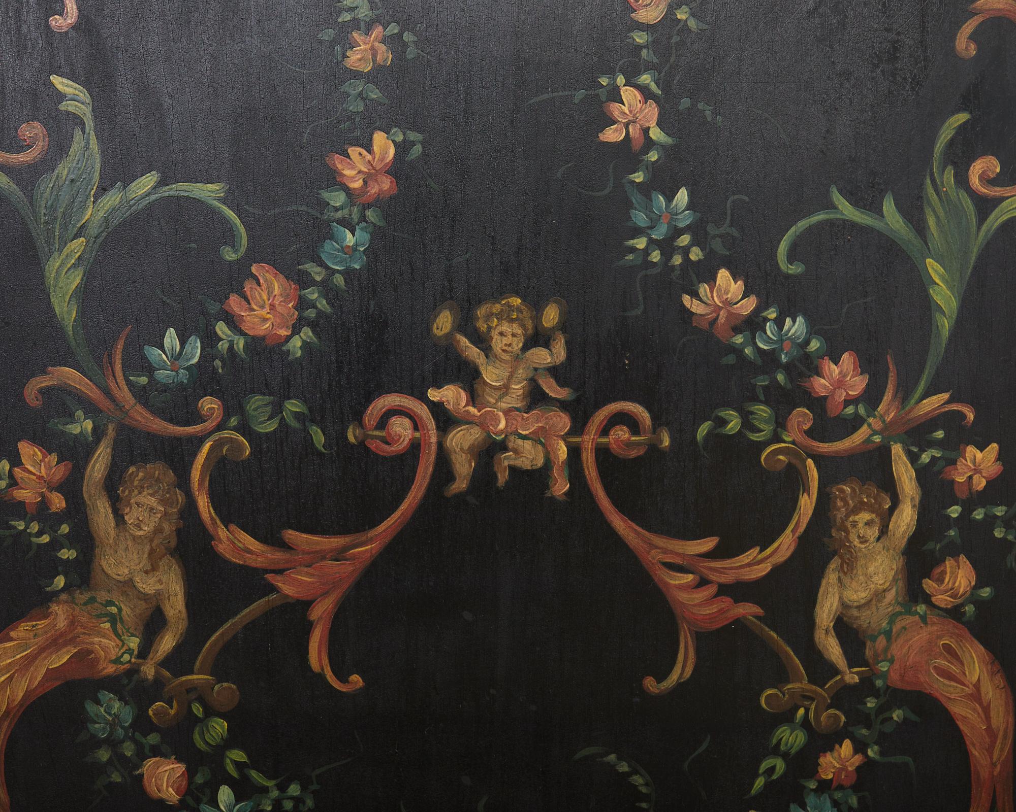 Italian Neoclassical Style Painted Four Panel Folding Screen For Sale 5