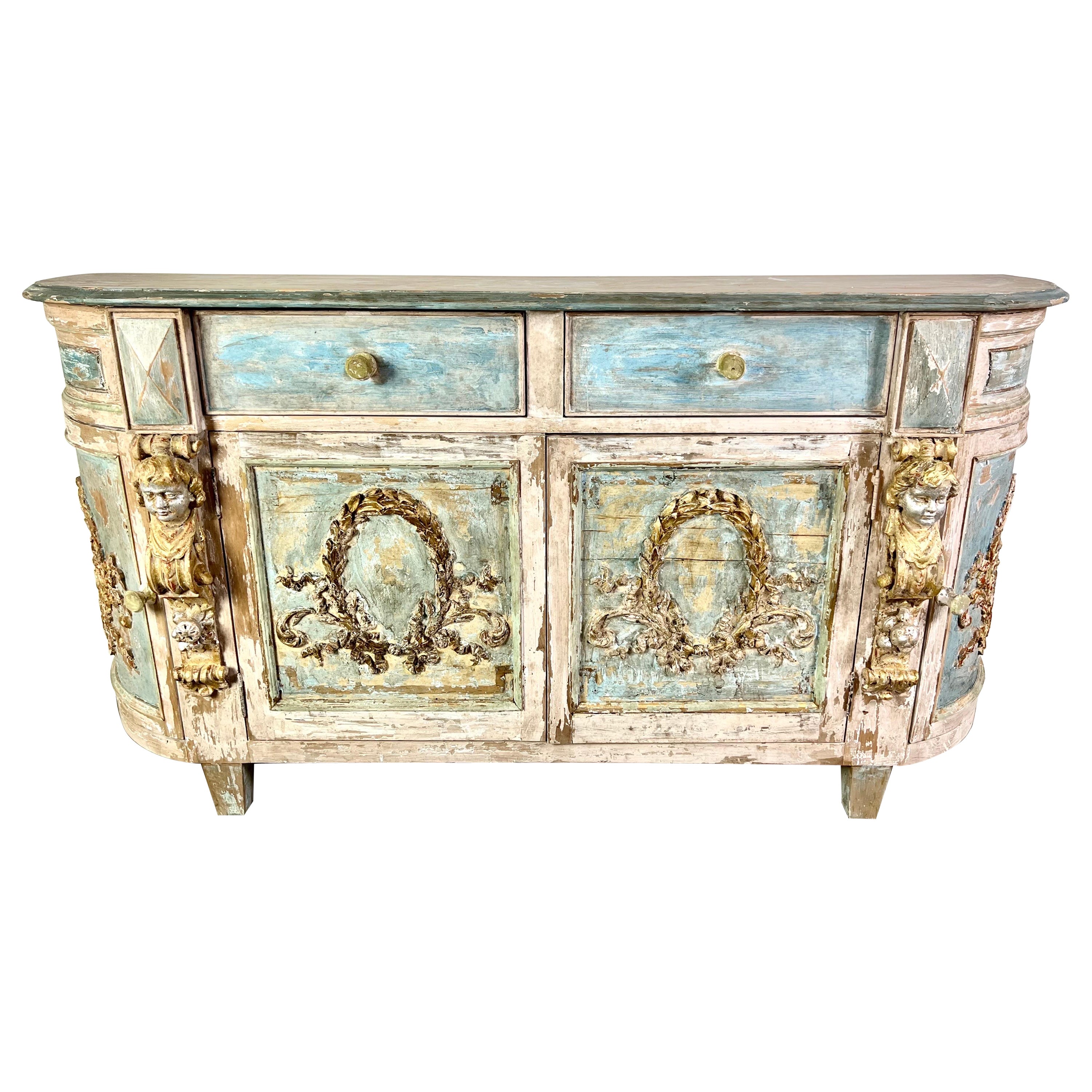 Italian Neoclassical style Painted & Parcel Gilt Credenza