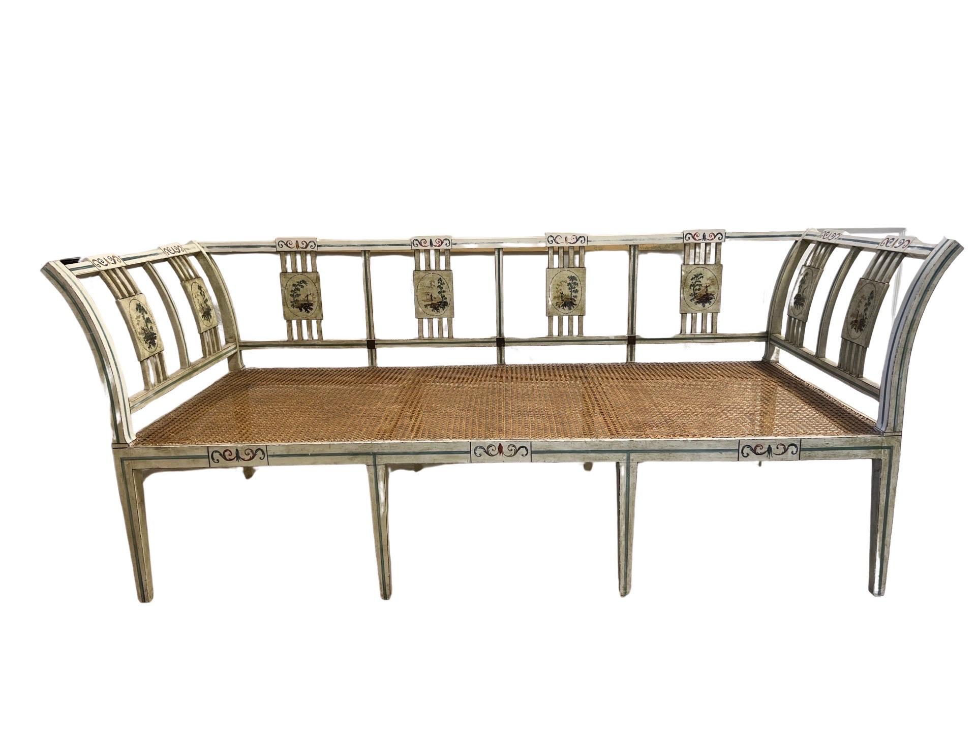 20th Century Italian Neoclassical Style Polychrome Decorated Day Bed C. 1940 For Sale
