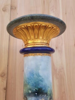 Italian Neoclassical Style Porcelain Brass and Marble Top Display Pedestals