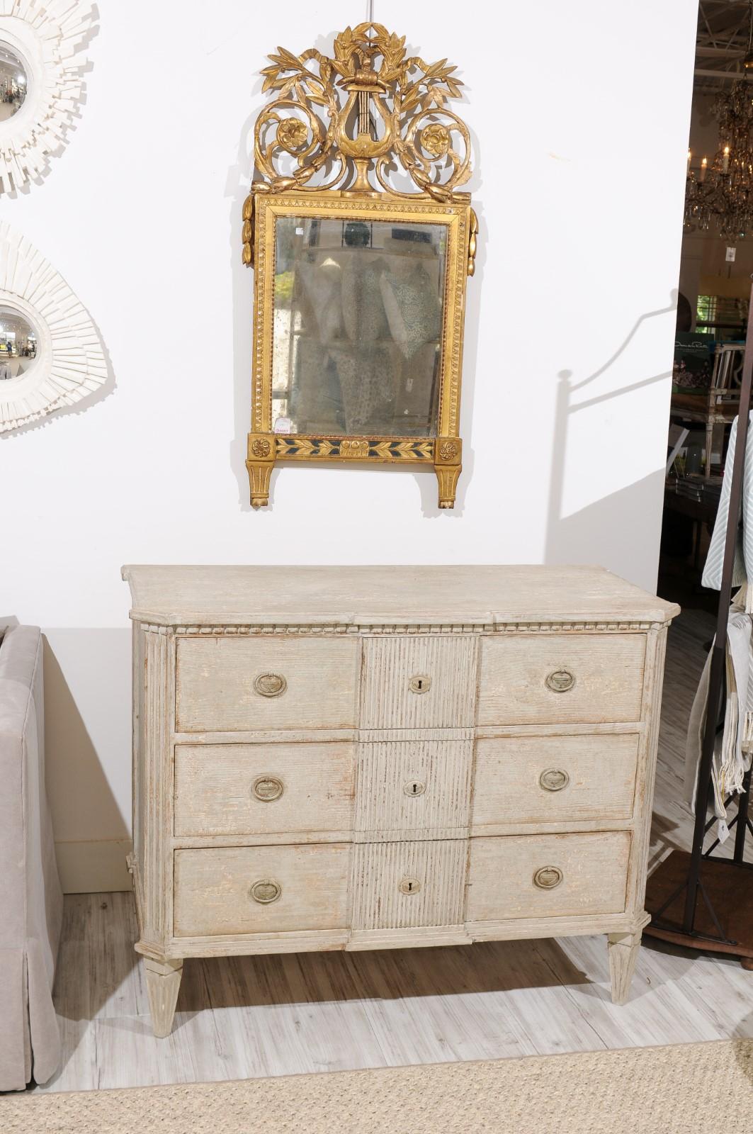 Painted Italian Neoclassical Style Reclaimed Pine Three-Drawer Commode with Grey Finish