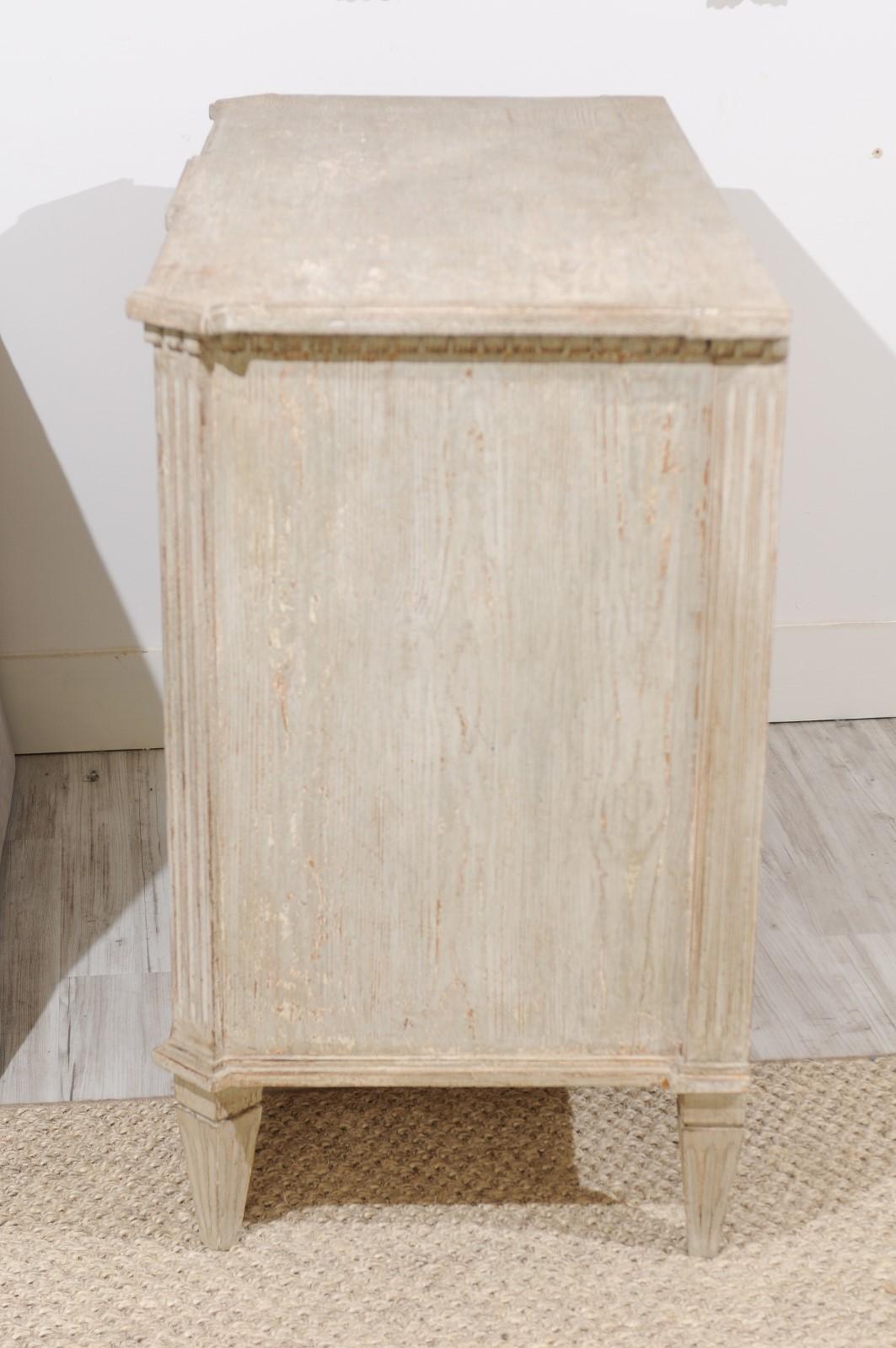 Wood Italian Neoclassical Style Reclaimed Pine Three-Drawer Commode with Grey Finish