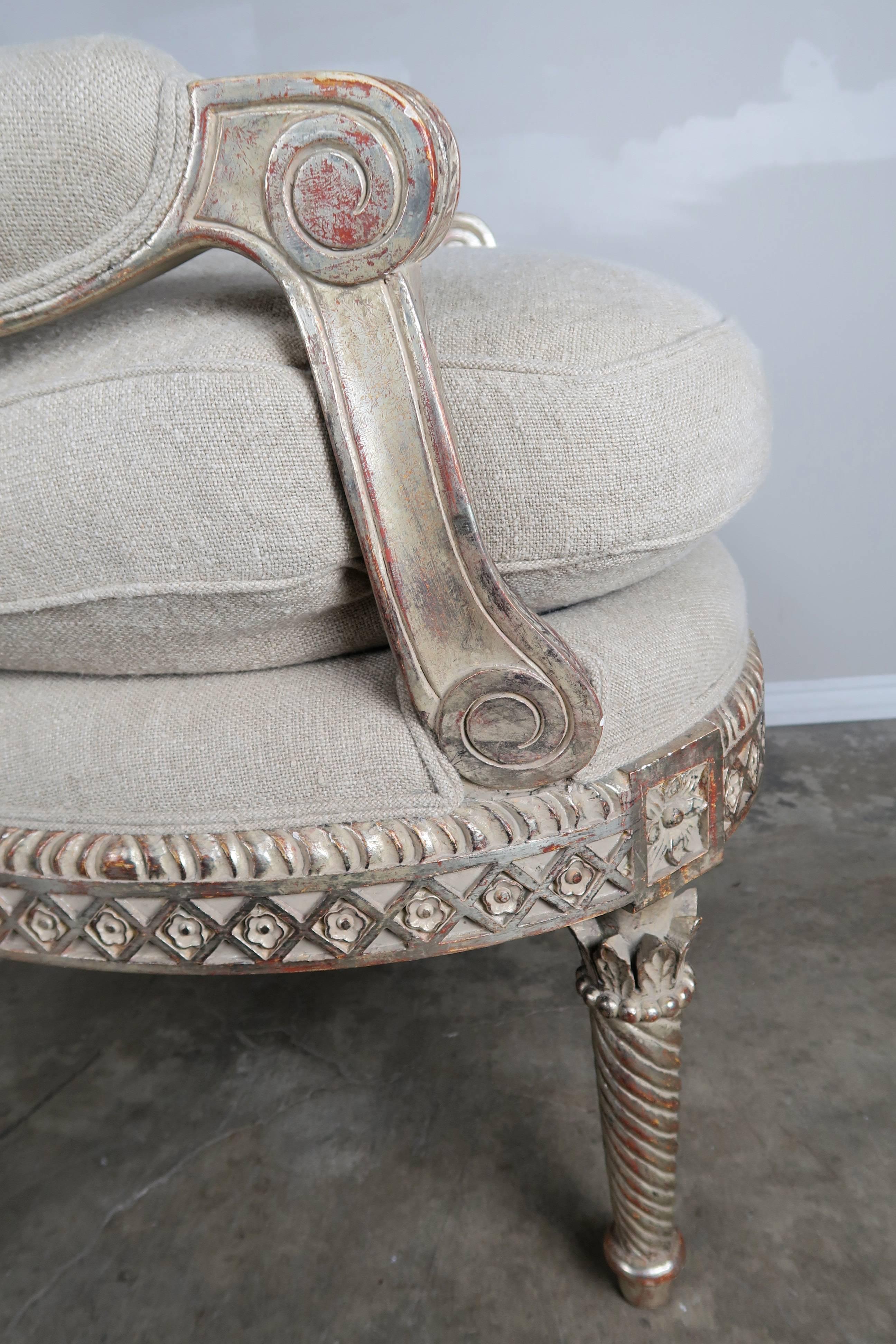 Italian Neoclassical Style Silver Gilt Armchairs, Pair 2