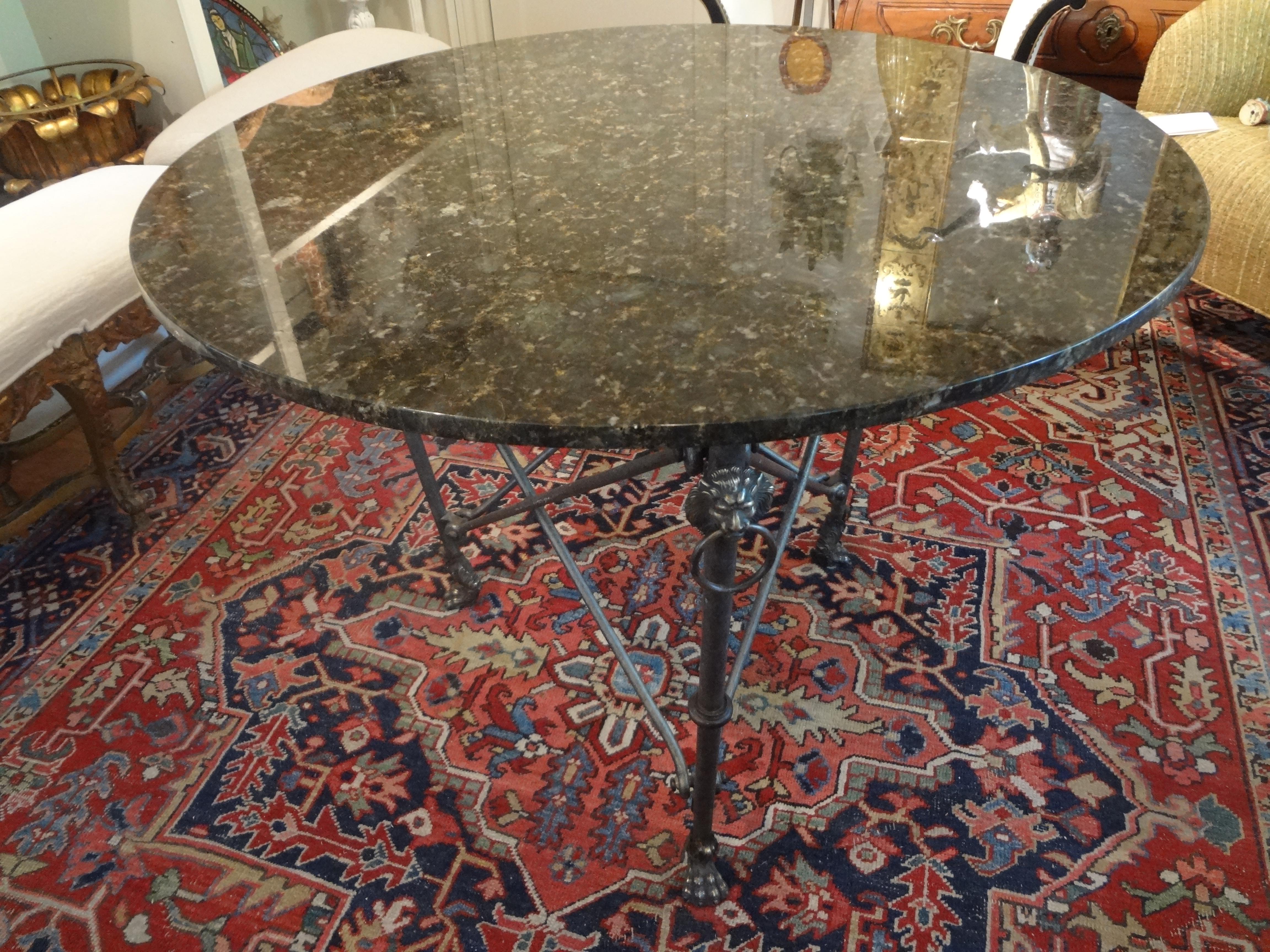 Neoclassical Italian Steel and Bronze Center Table