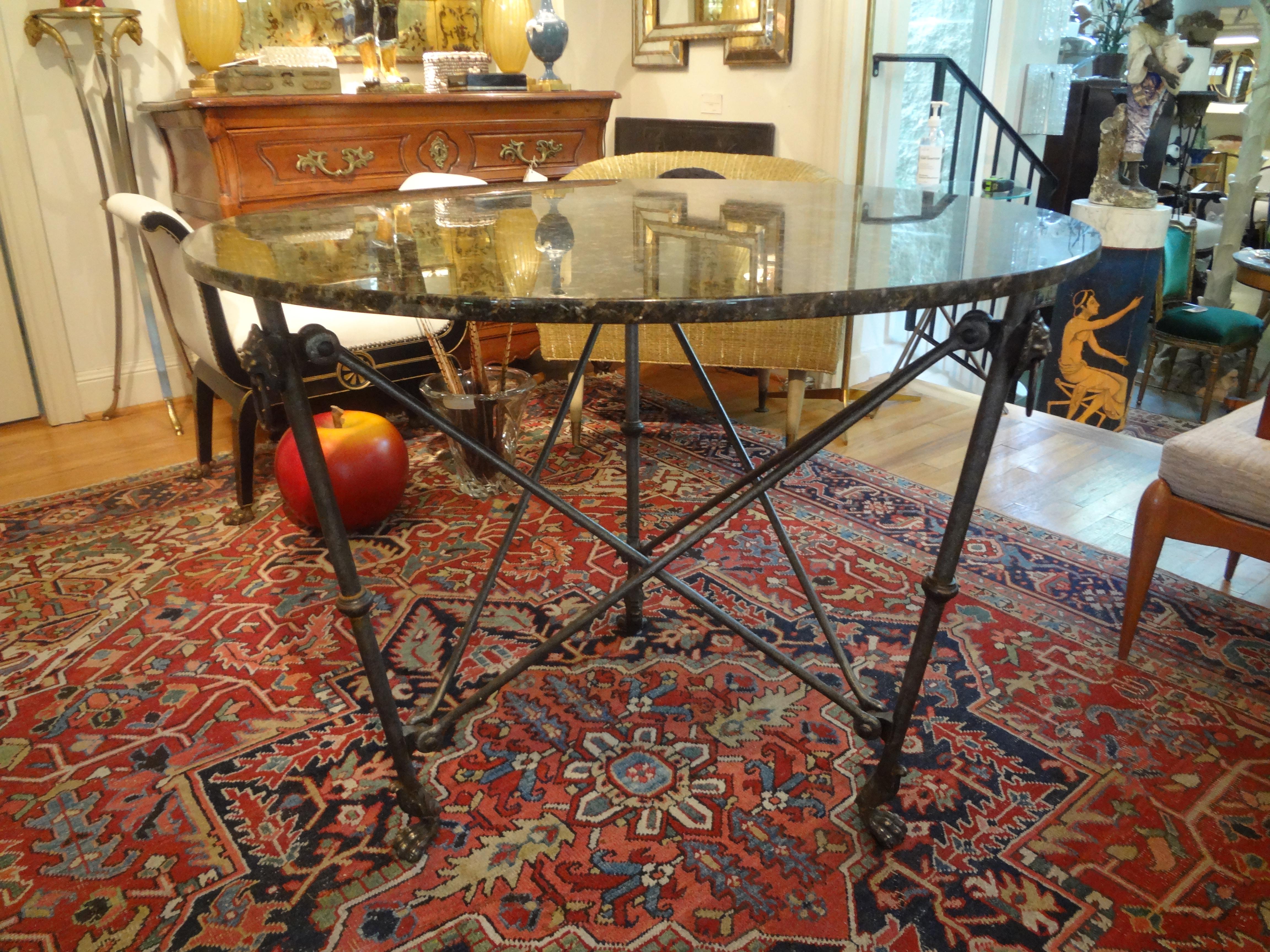 Italian Steel and Bronze Center Table In Good Condition In Houston, TX