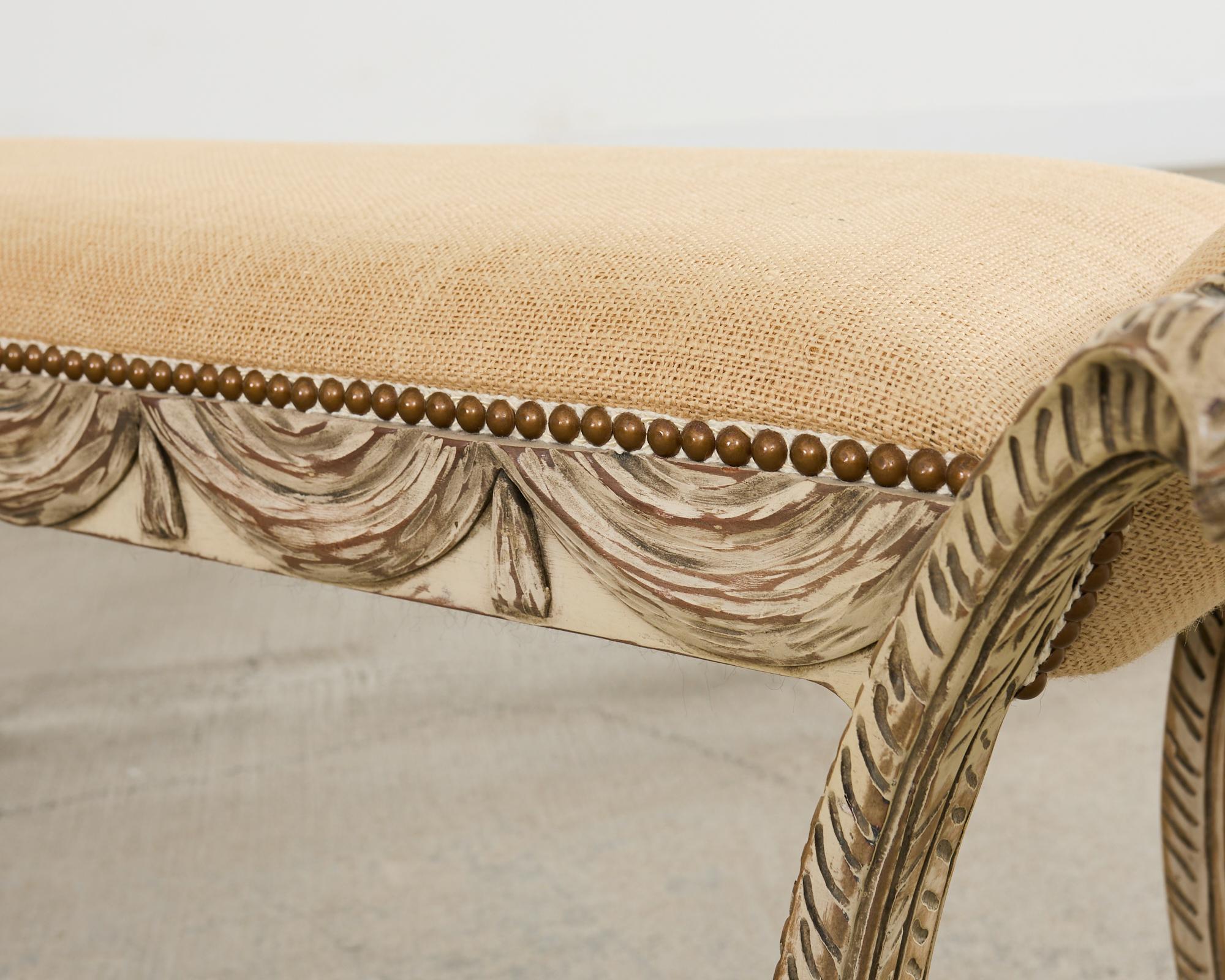 Italian Neoclassical Style Trompe l'oeil Carved Bench Seat For Sale 5