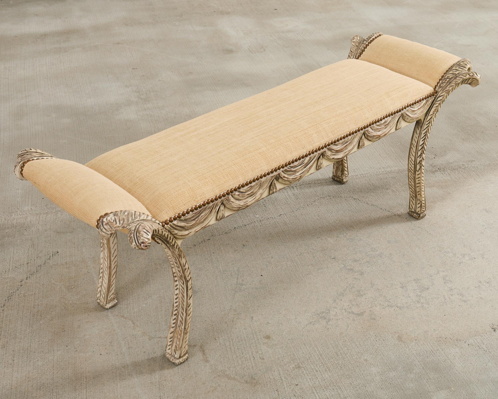 Italian Neoclassical Style Trompe l'oeil Carved Bench Seat For Sale 6