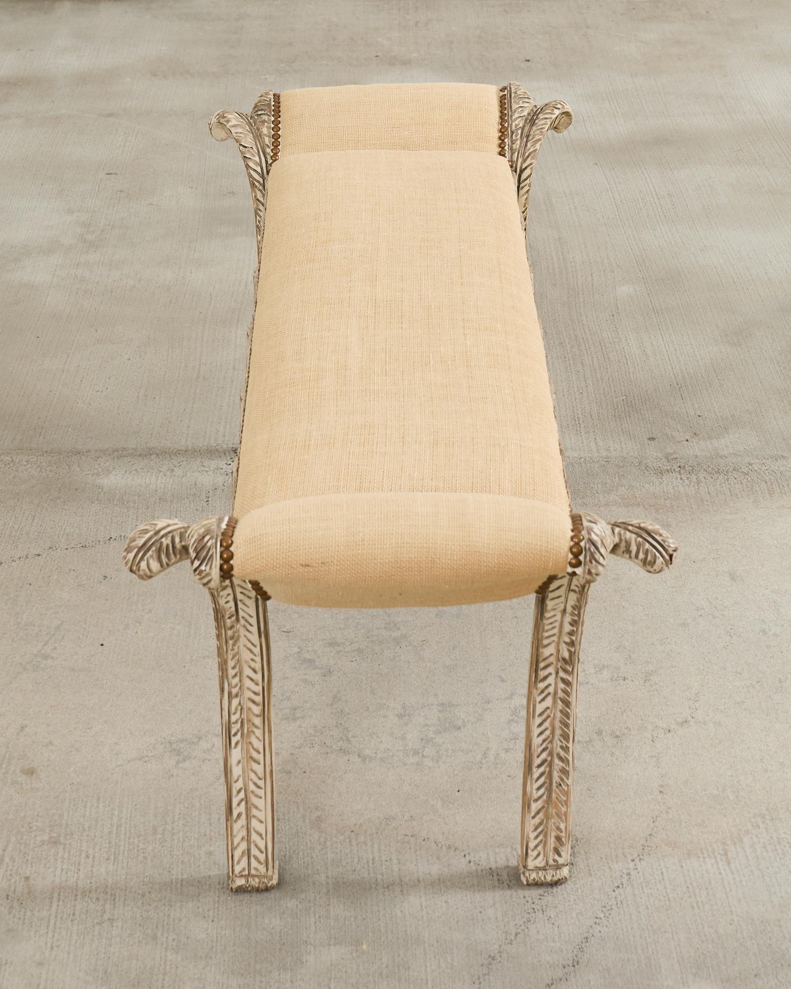 Italian Neoclassical Style Trompe l'oeil Carved Bench Seat For Sale 8
