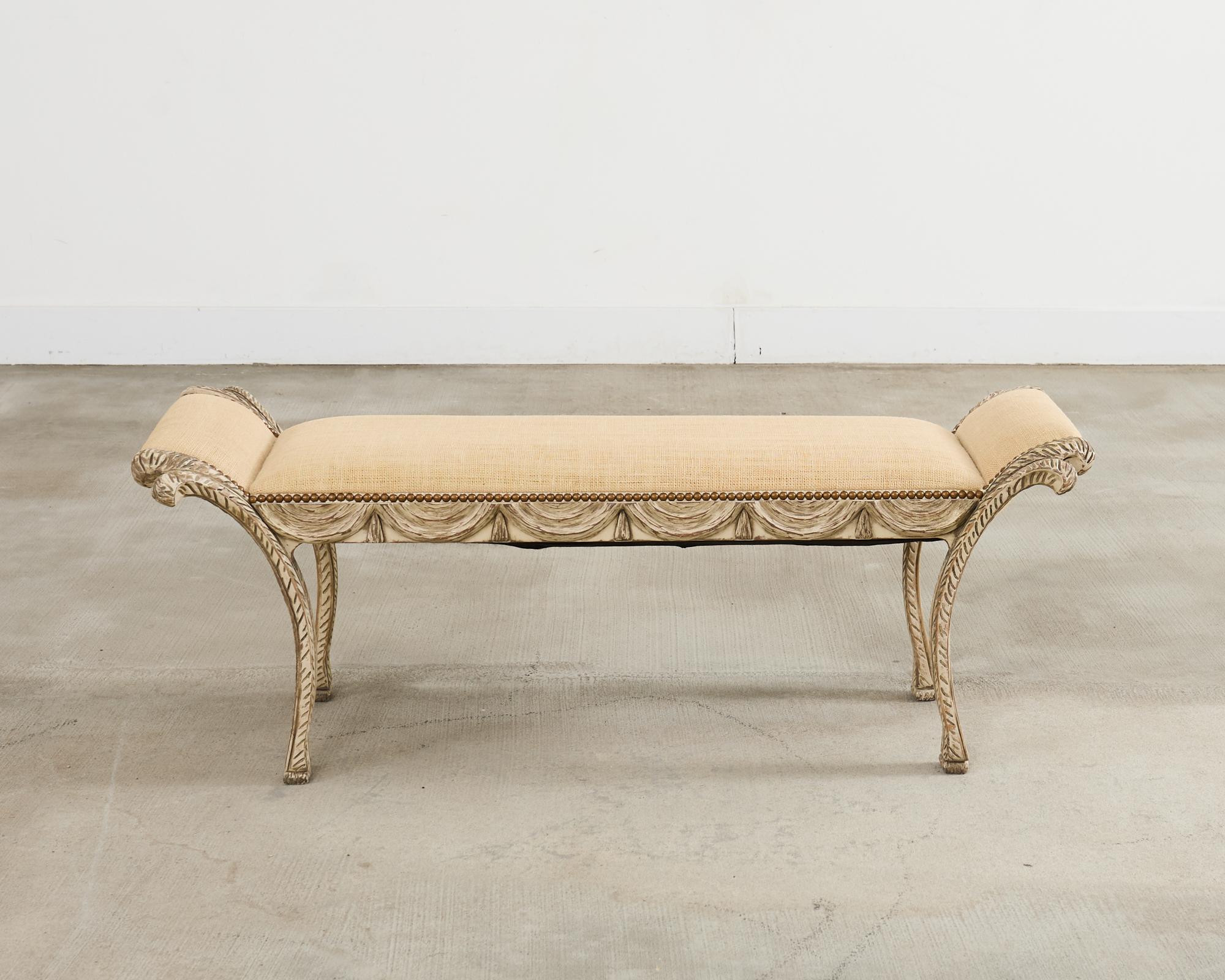 Italian Neoclassical Style Trompe l'oeil Carved Bench Seat For Sale 9