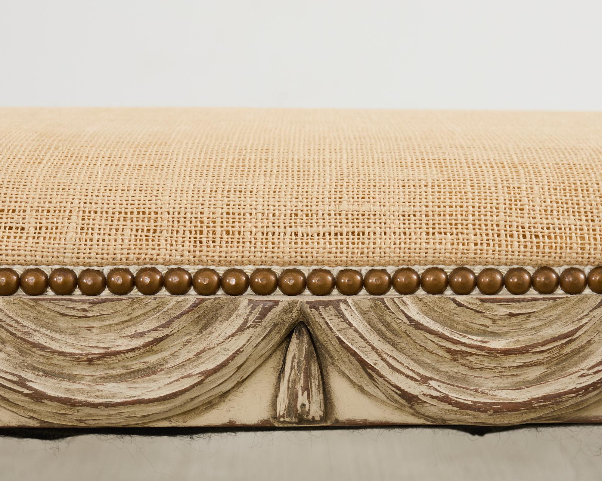 Italian Neoclassical Style Trompe l'oeil Carved Bench Seat For Sale 10