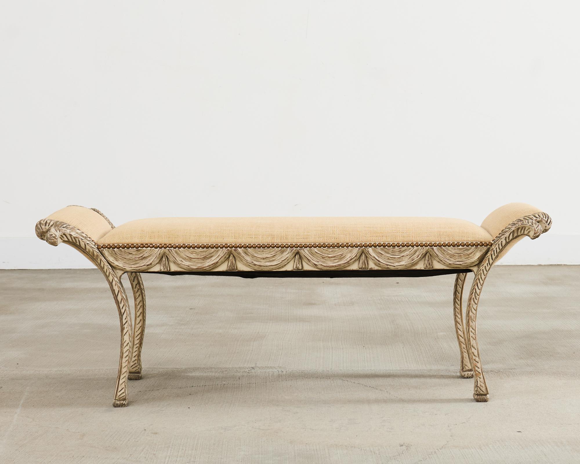 Italian Neoclassical Style Trompe l'oeil Carved Bench Seat For Sale 12