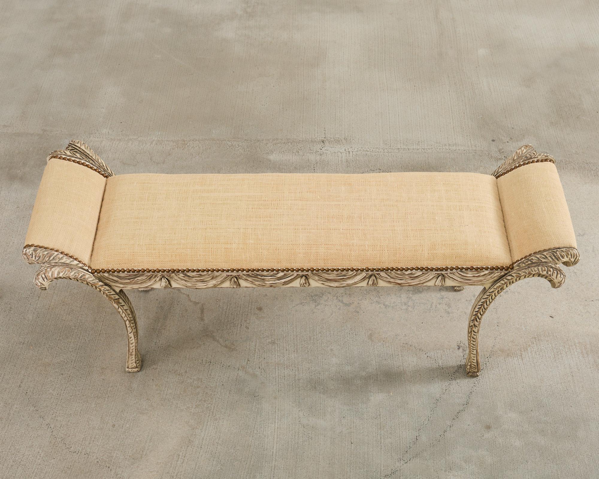Italian Neoclassical Style Trompe l'oeil Carved Bench Seat In Good Condition For Sale In Rio Vista, CA