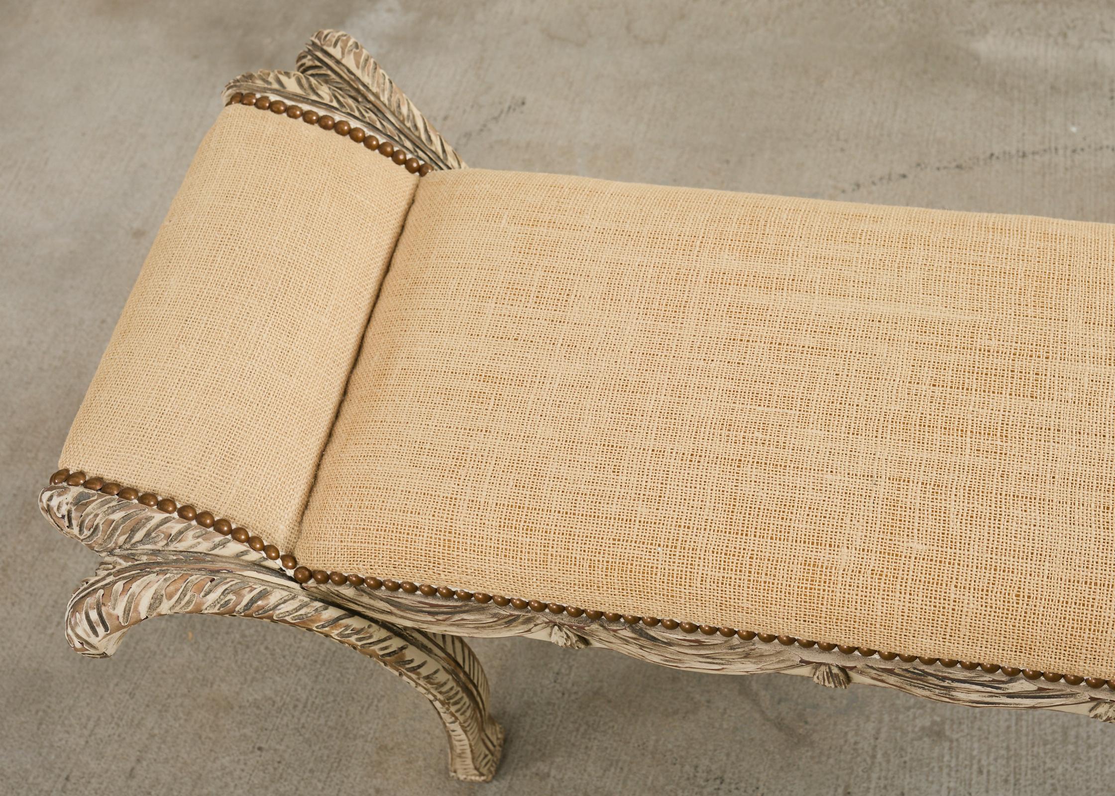 Italian Neoclassical Style Trompe l'oeil Carved Bench Seat For Sale 1