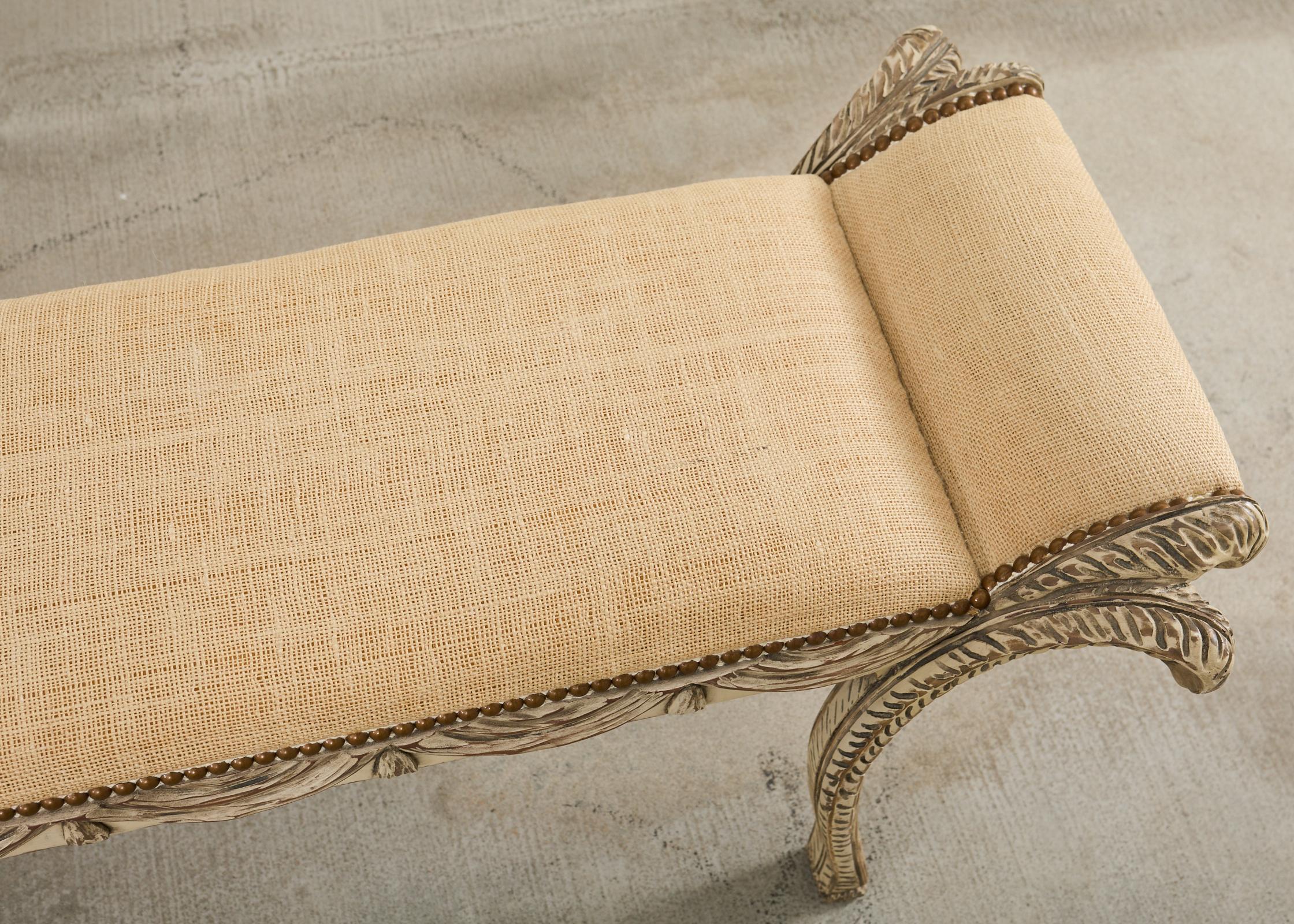 Italian Neoclassical Style Trompe l'oeil Carved Bench Seat For Sale 2