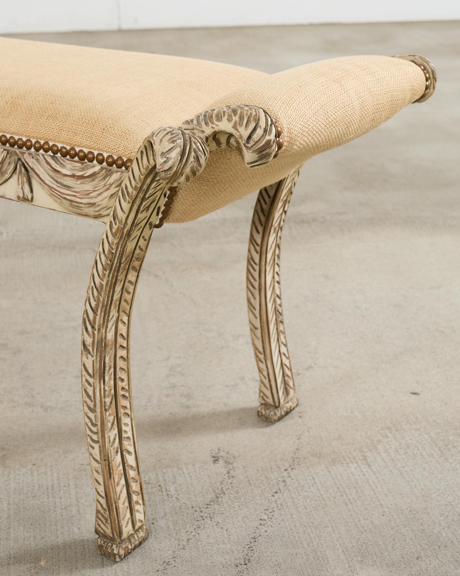 Italian Neoclassical Style Trompe l'oeil Carved Bench Seat For Sale 3