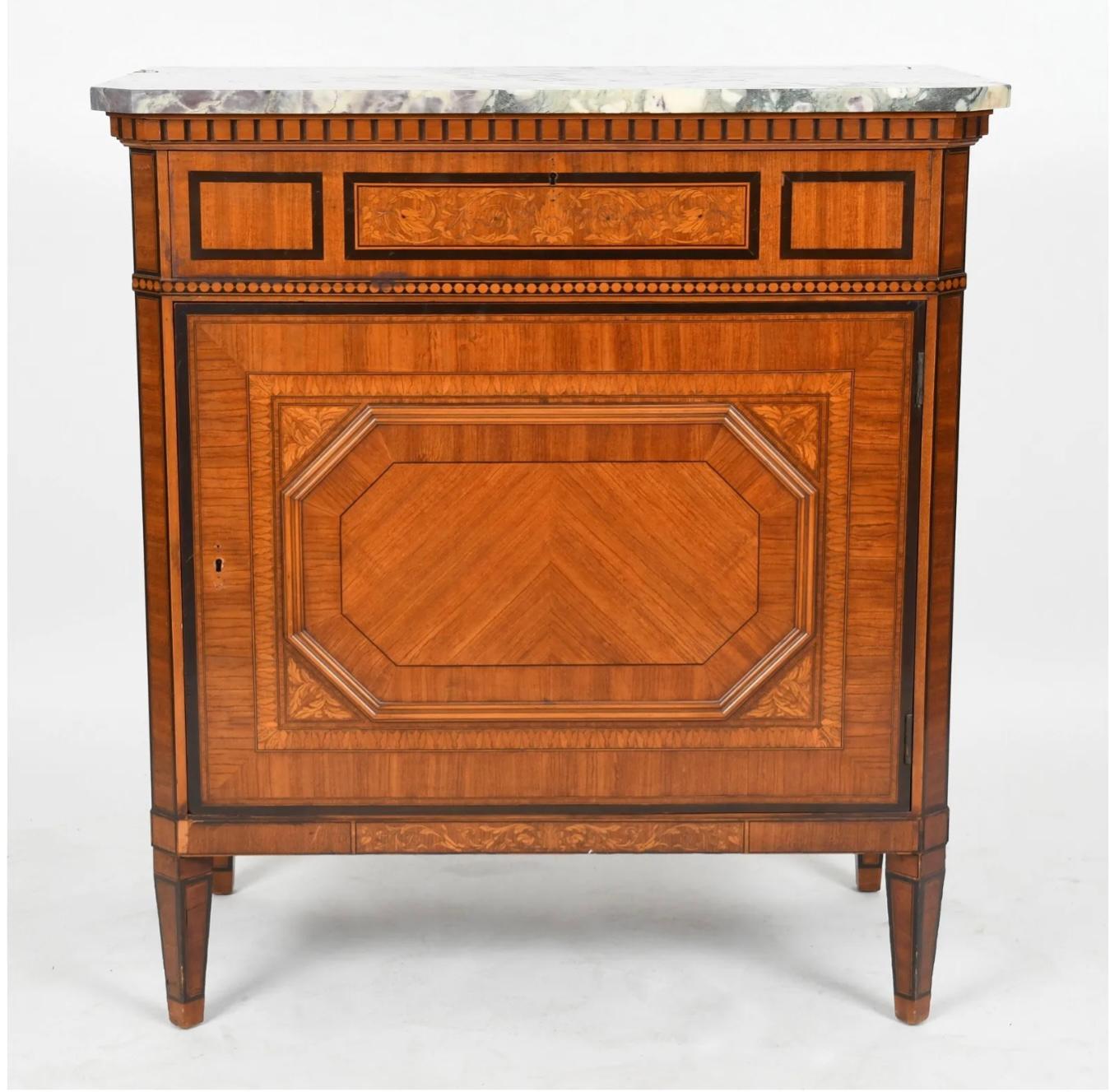 Italian Neoclassical Style Walnut Side Cabinet For Sale 4