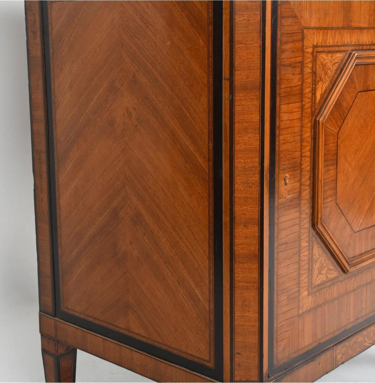 Italian Neoclassical Style Walnut Side Cabinet For Sale 1