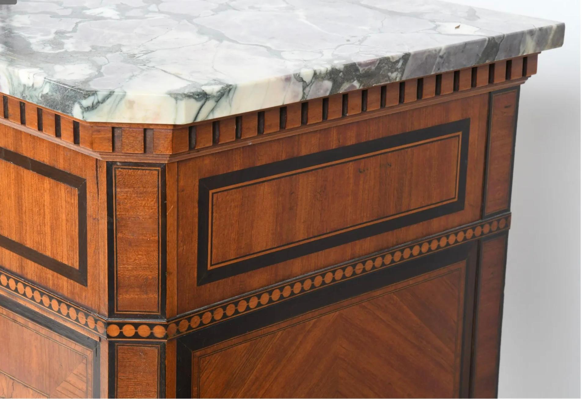 Italian Neoclassical Style Walnut Side Cabinet For Sale 2
