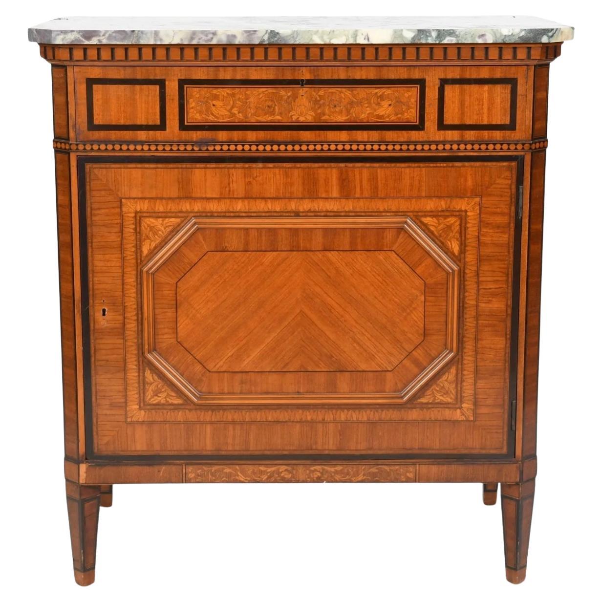 Italian Neoclassical Style Walnut Side Cabinet For Sale