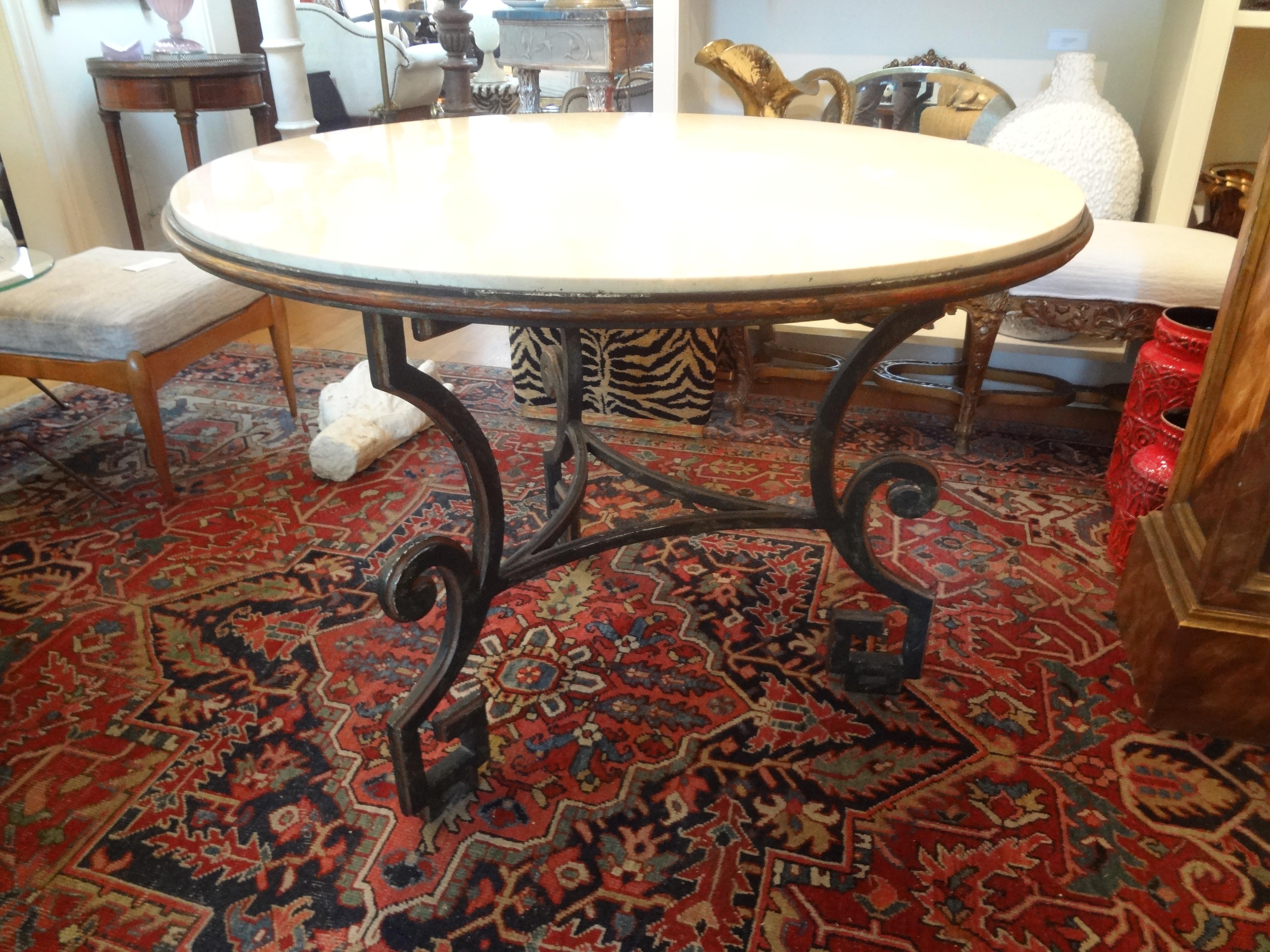 Italian Wrought Iron Center Table, Neoclassical Style 6