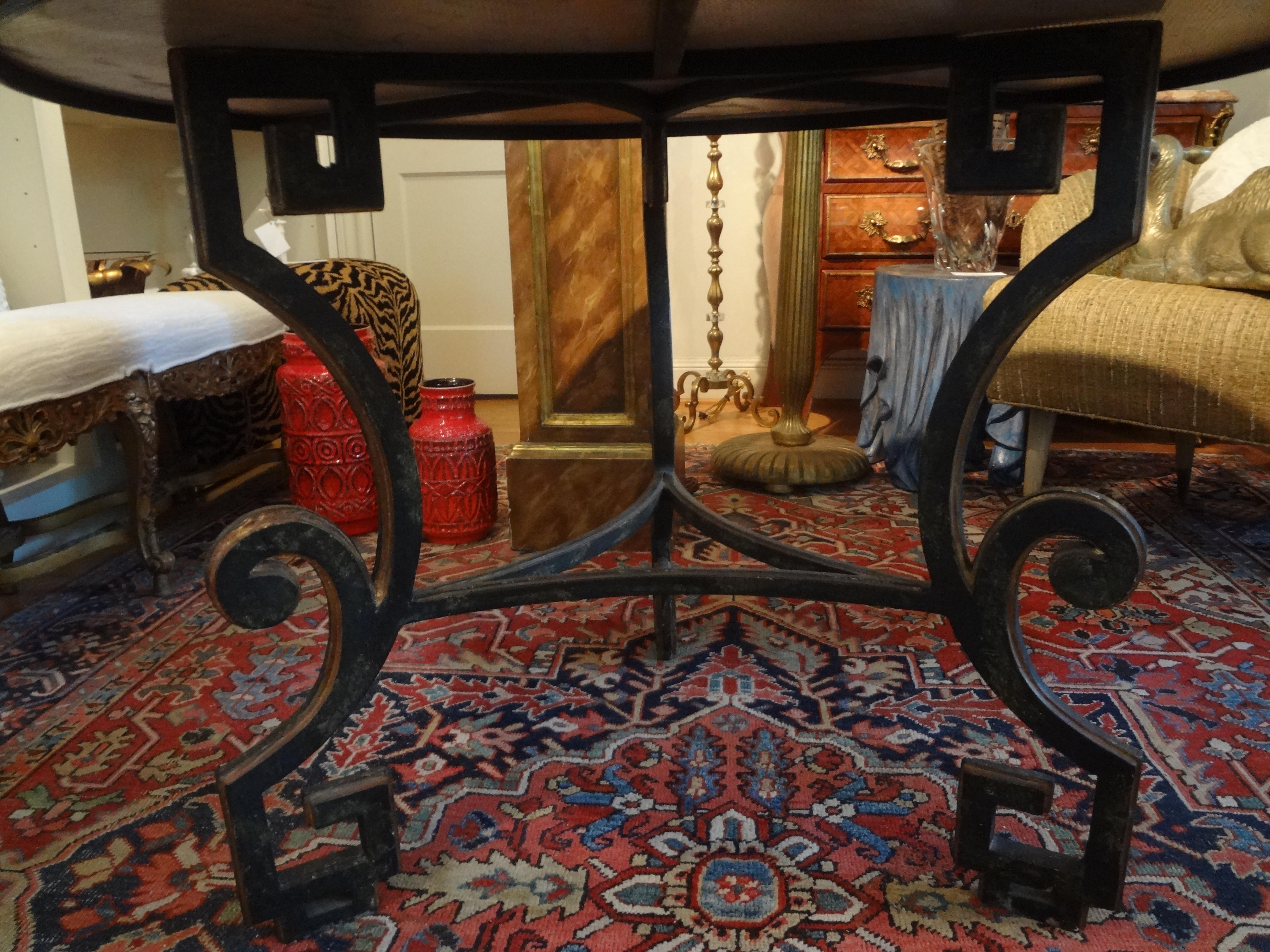 Hollywood Regency Italian Wrought Iron Center Table, Neoclassical Style