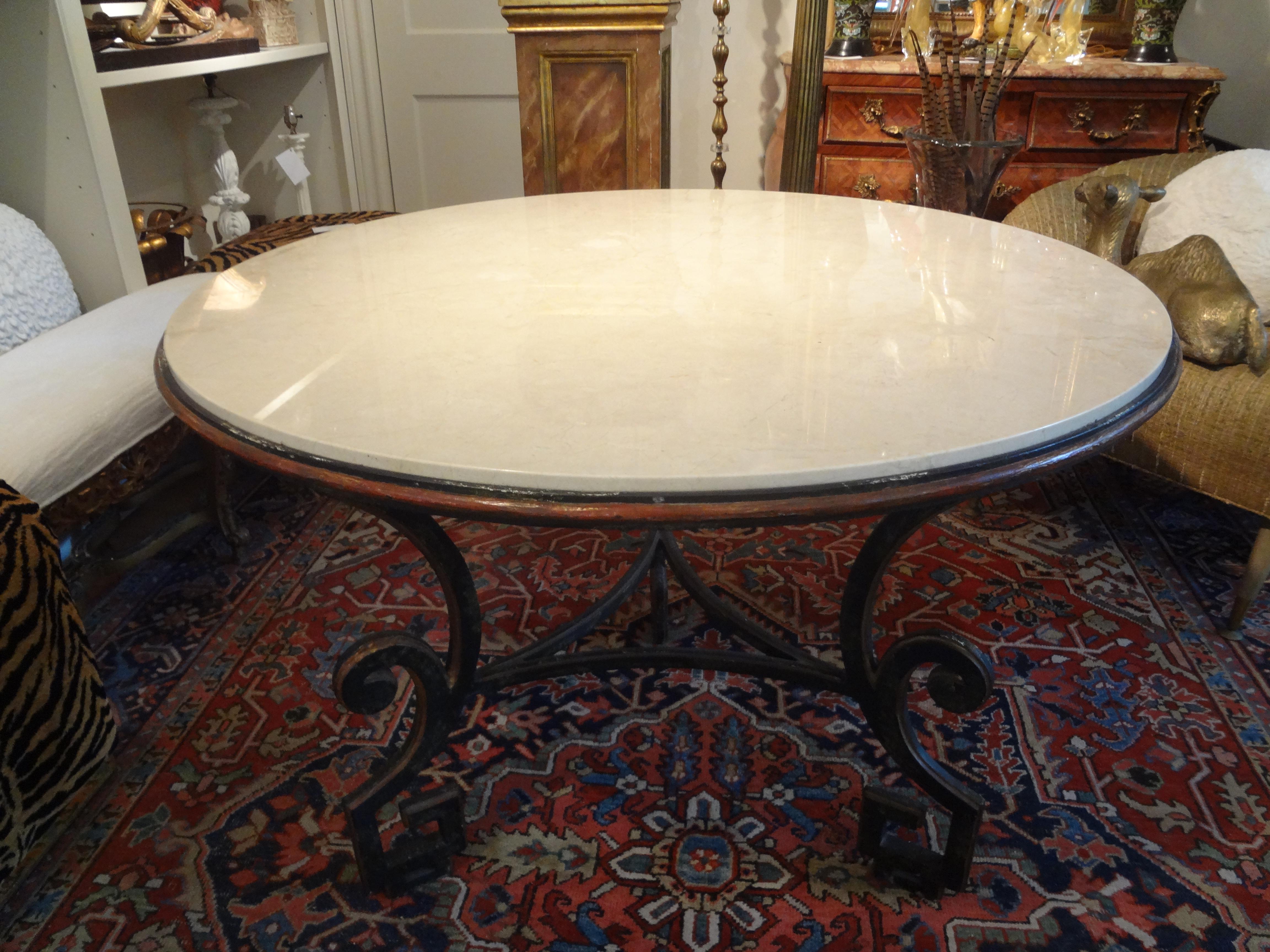 Italian Wrought Iron Center Table, Neoclassical Style In Good Condition In Houston, TX