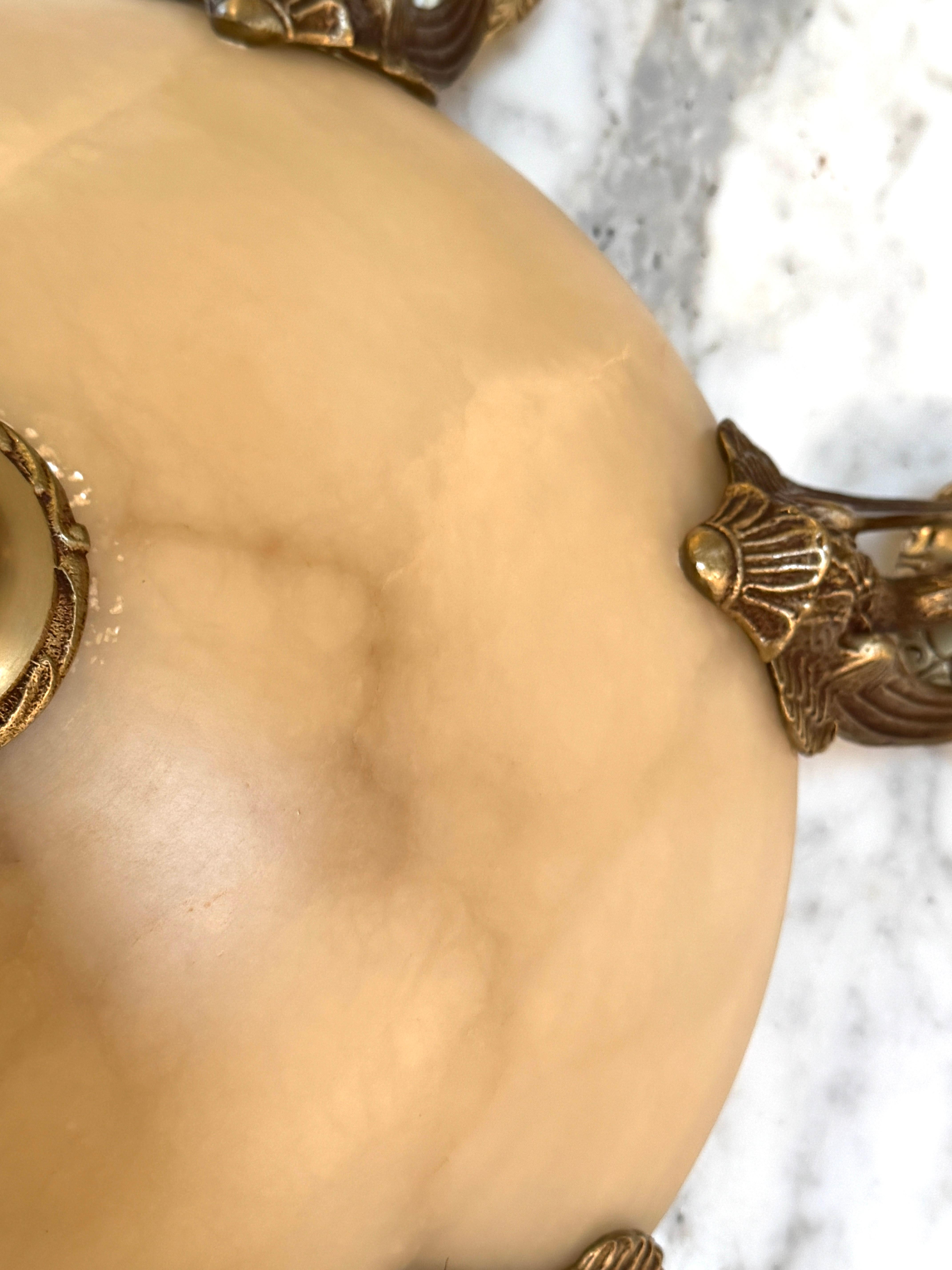 Lustre néoclassique italien à 6 bras de lumière en bronze et albâtre avec motif de Swan en vente 8