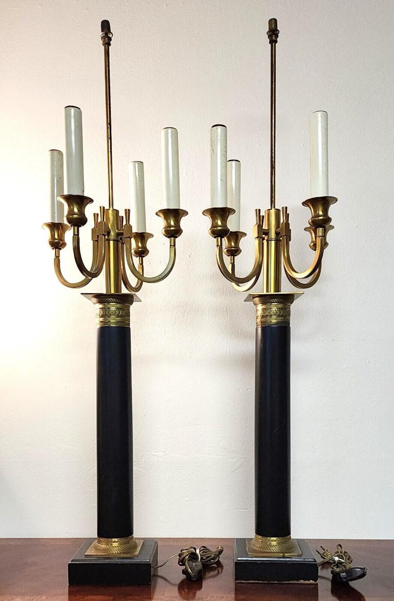 Italian Neoclassical Table Lamps Candelabra Vintage Large For Sale 5