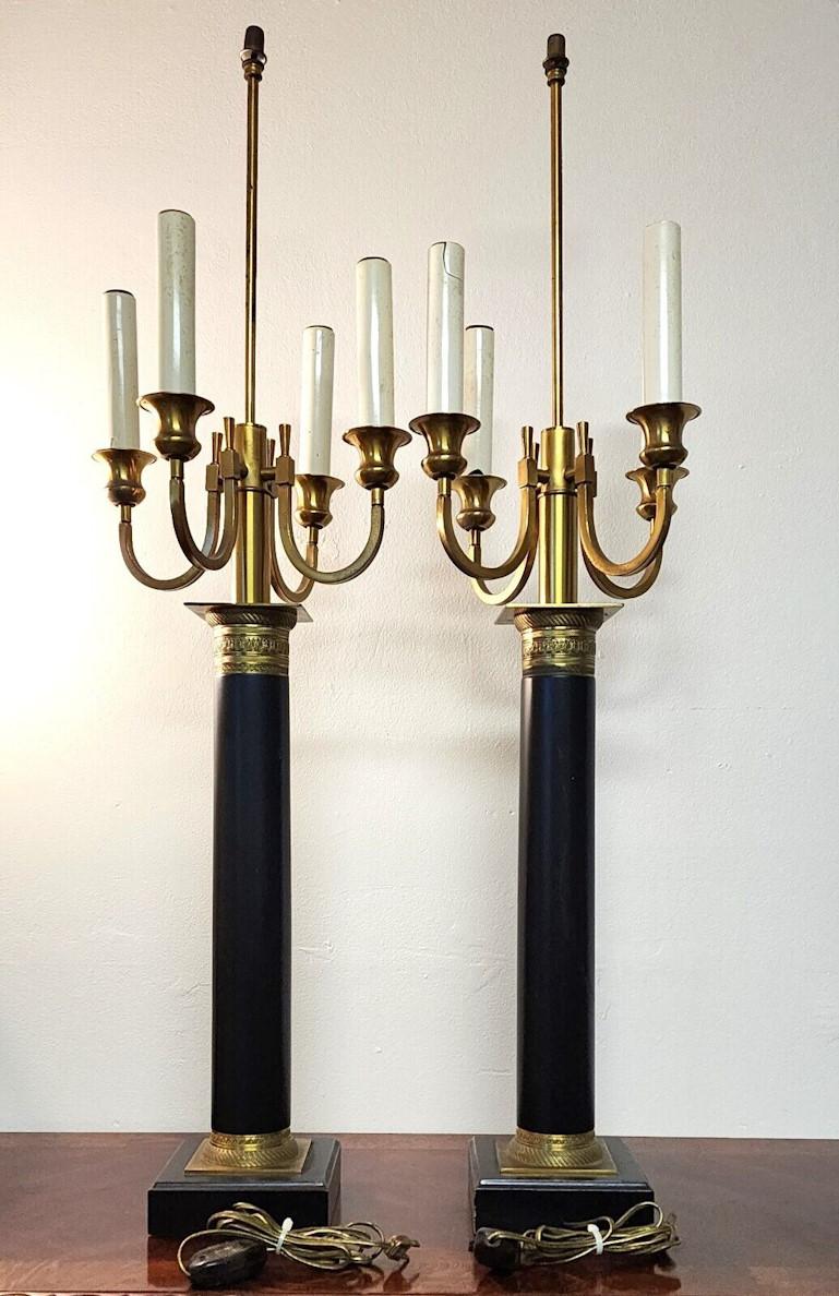 Italian Neoclassical Table Lamps Candelabra Vintage Large For Sale 6