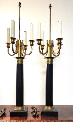 Italian Neoclassical Table Lamps Candelabra Vintage Large