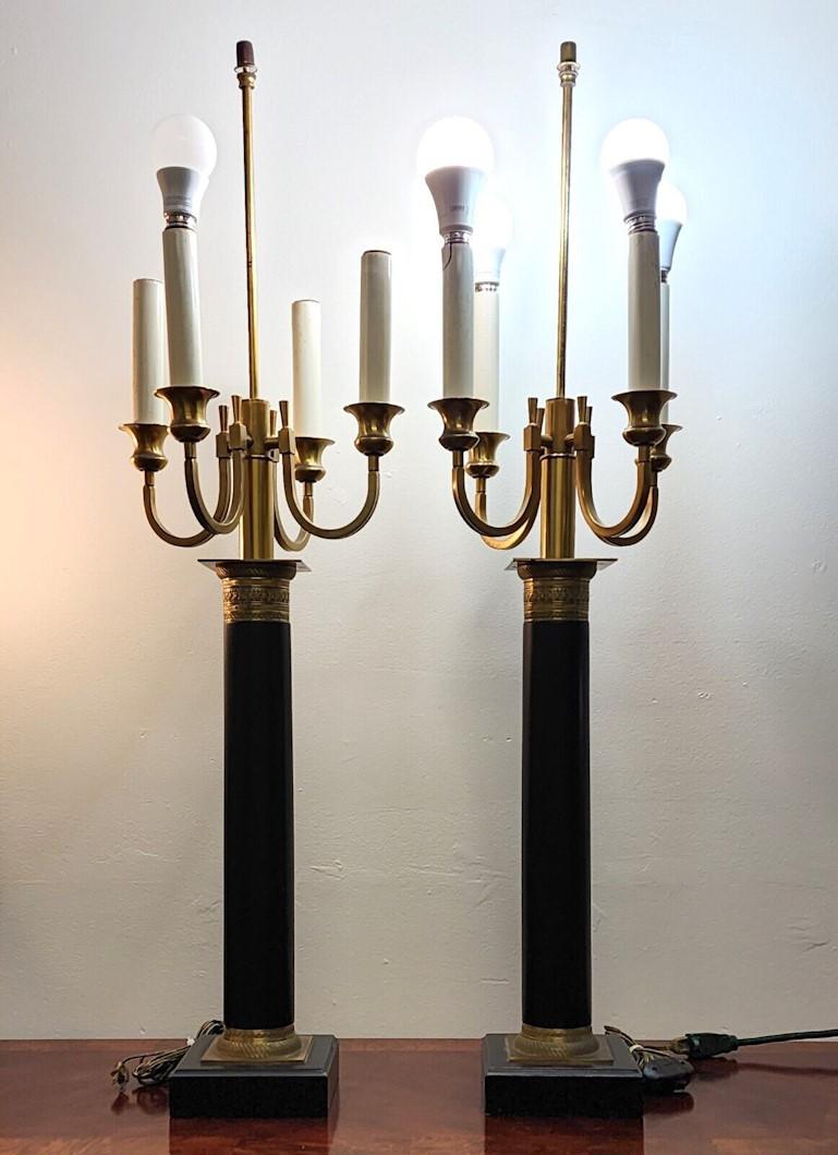Italian Neoclassical Table Lamps Candelabra Vintage Large In Good Condition For Sale In Lake Worth, FL