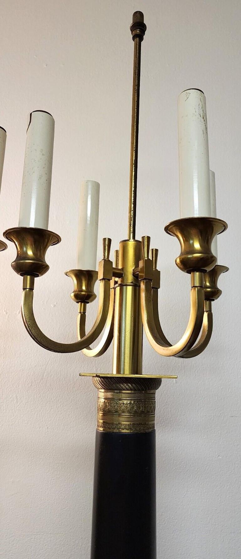 Late 20th Century Italian Neoclassical Table Lamps Candelabra Vintage Large For Sale