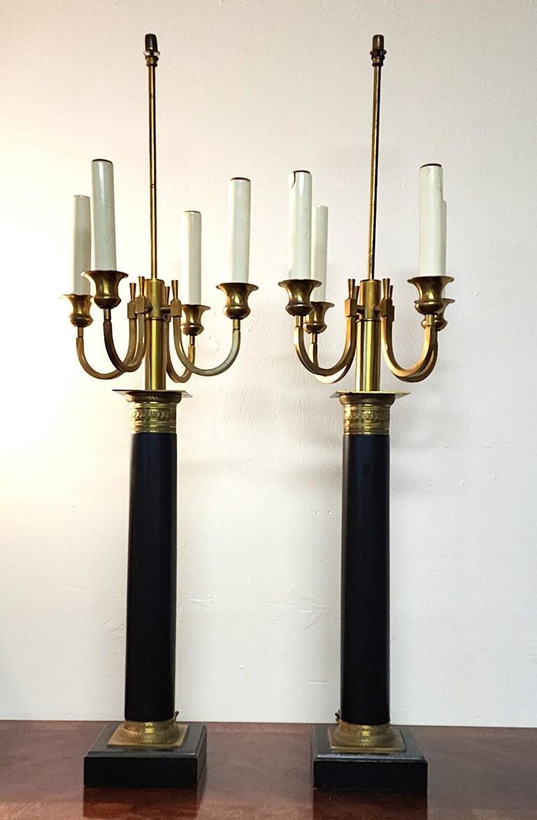 Italian Neoclassical Table Lamps Candelabra Vintage Large For Sale 4