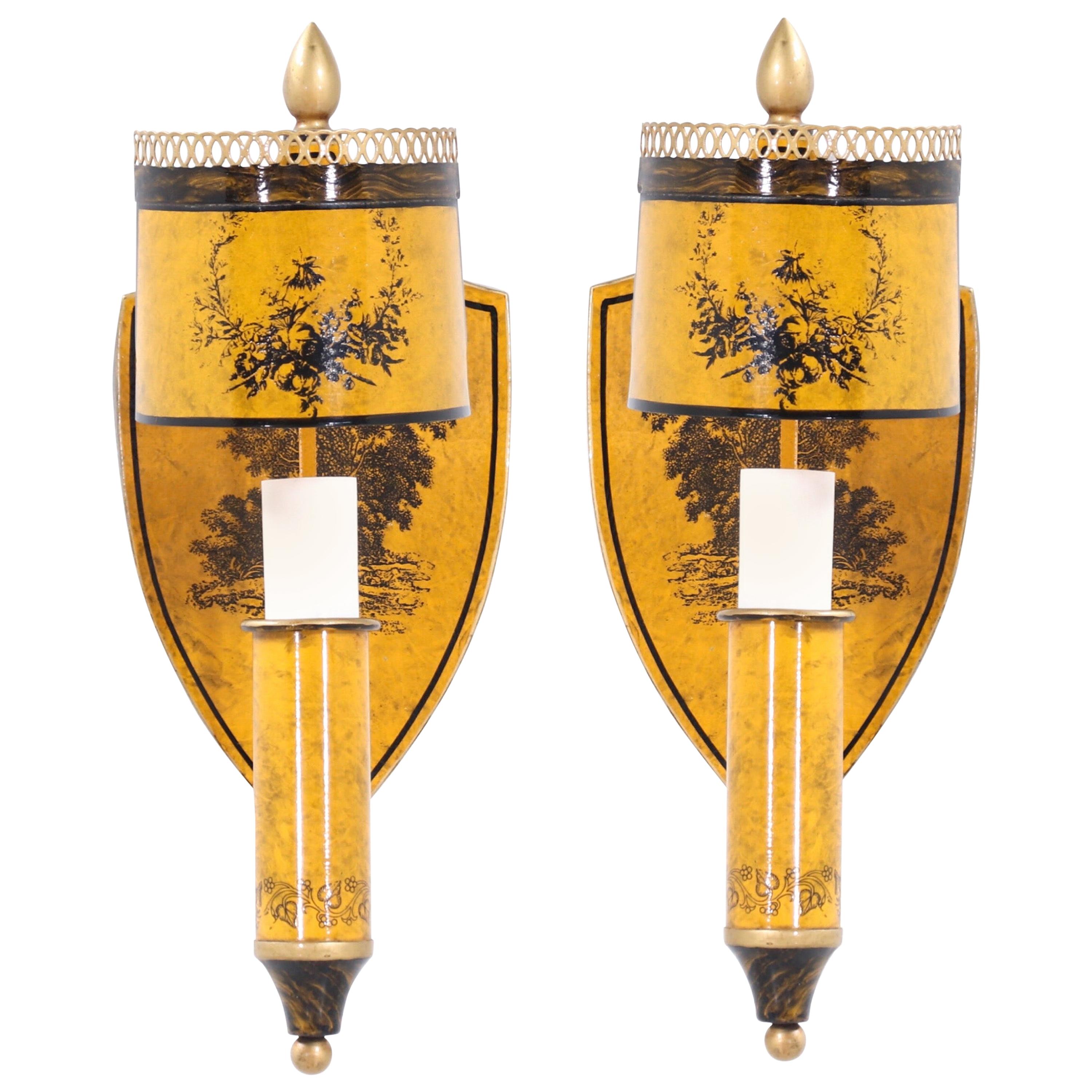 Italian Neoclassical Tole Painted Sconces