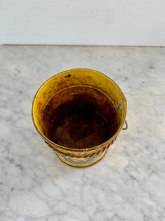 Italian Neoclassical Tole Yellow Cachepot Planter Vase
