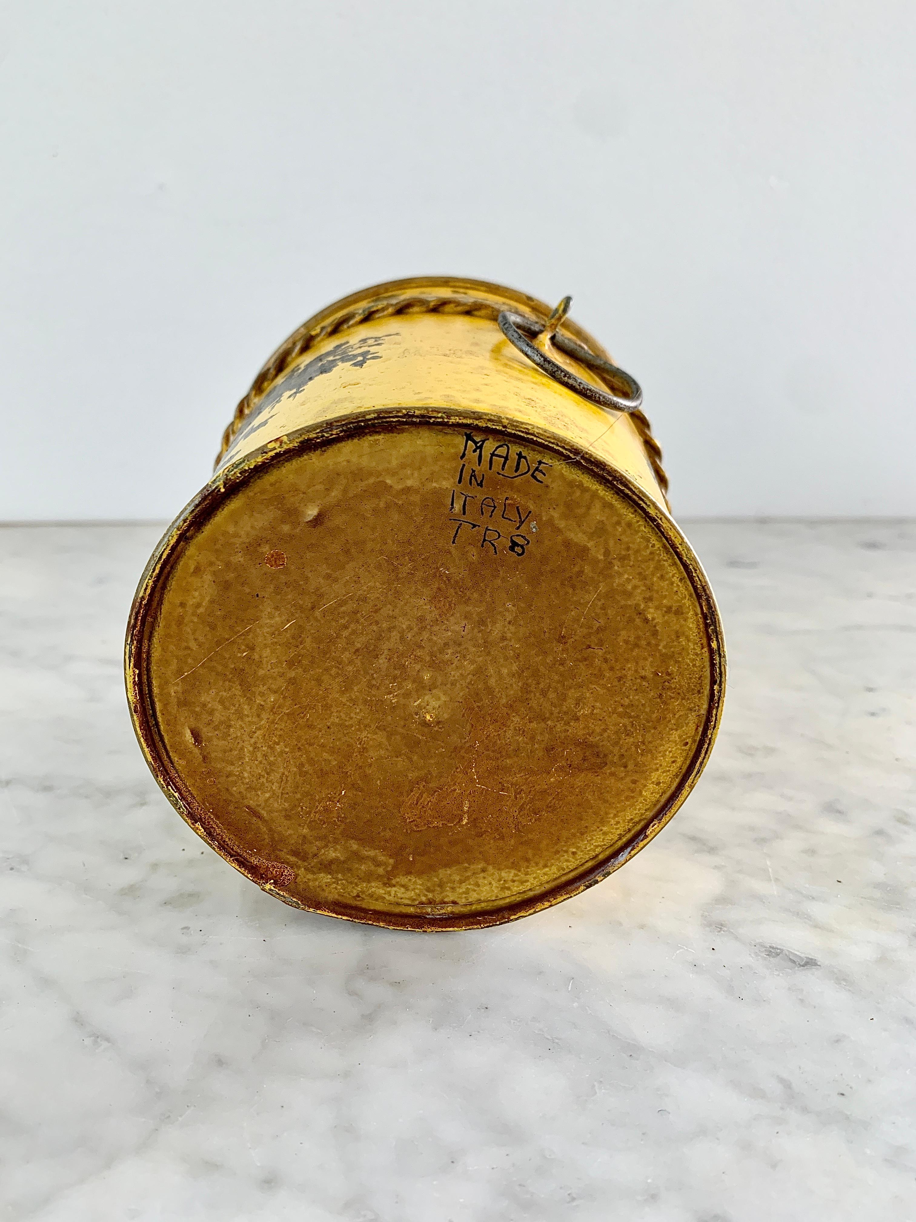 Italian Neoclassical Tole Yellow Cachepot Planter Vase 2