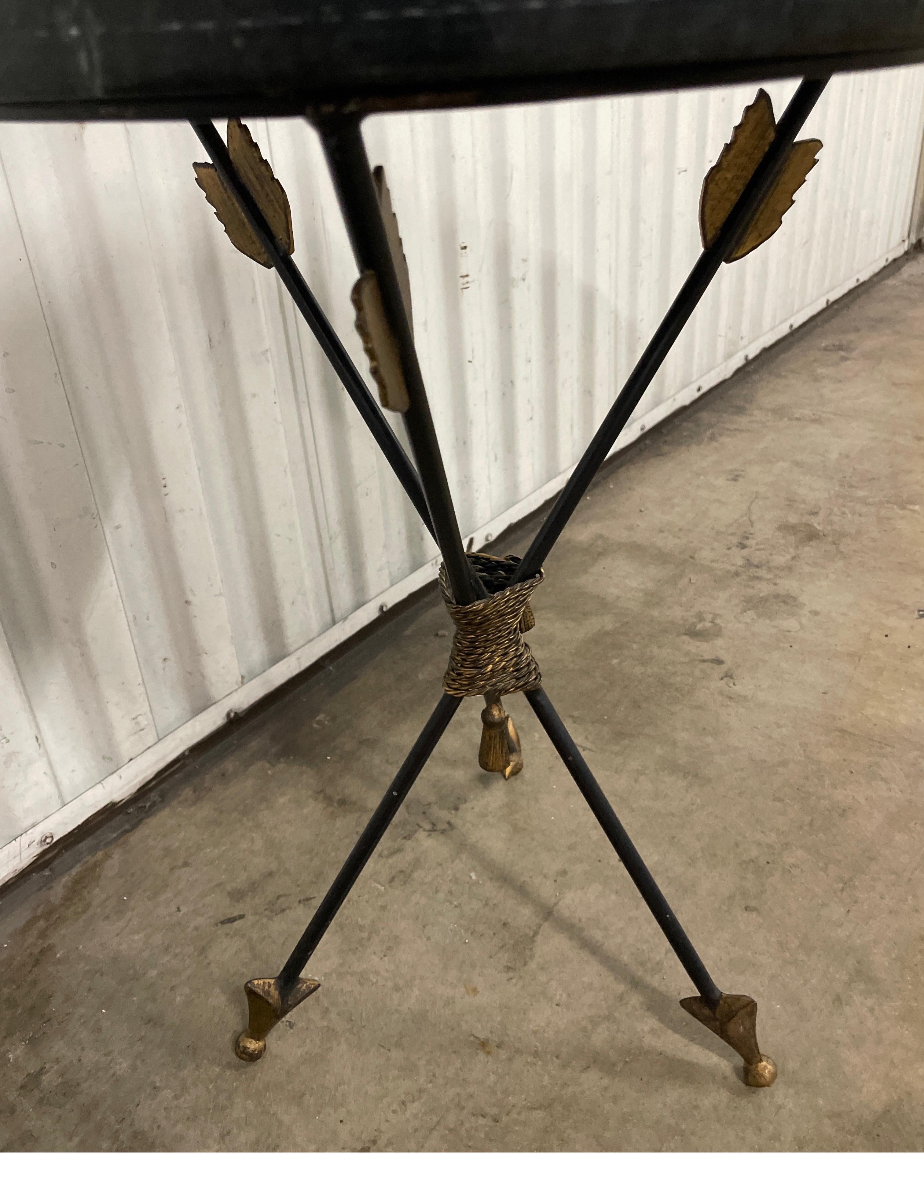 20th Century Italian Neoclassical Tripod Arrow Table with Marble Top For Sale