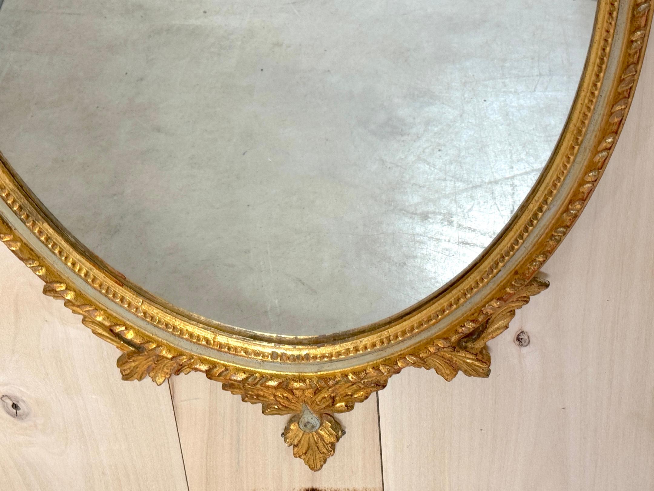 Italian Neoclassical Tuscan Green & Giltwood and Tole Mirror 4