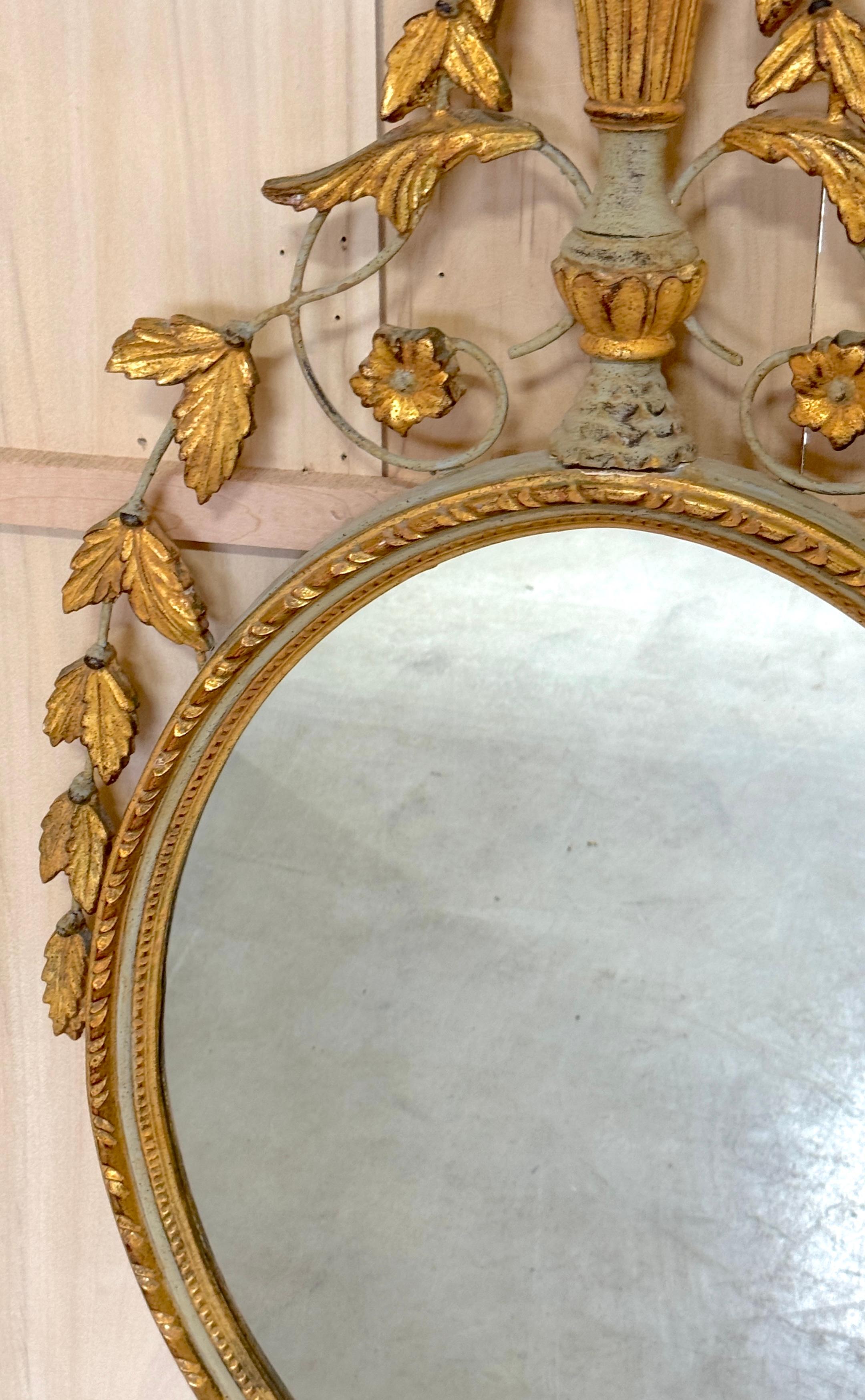 Italian Neoclassical Tuscan Green & Giltwood and Tole Mirror 1