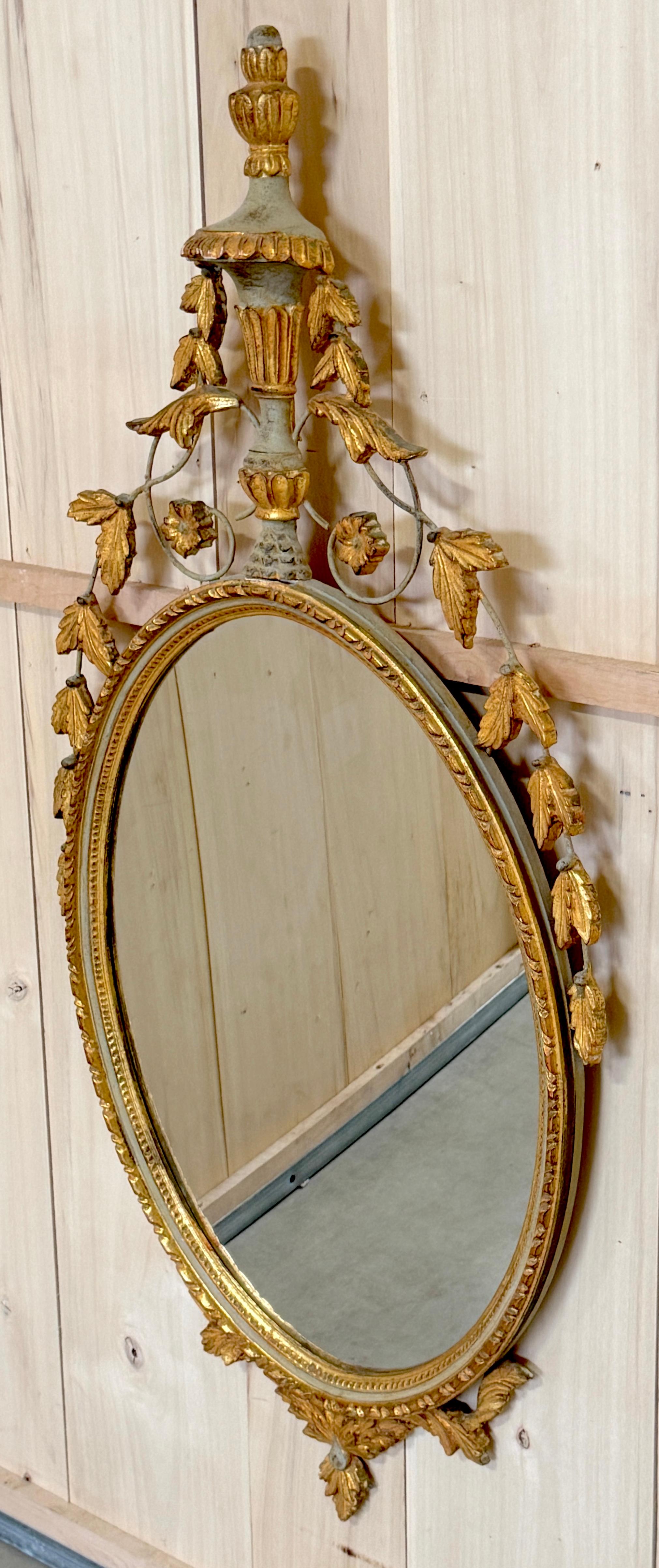 Italian Neoclassical Tuscan Green & Giltwood and Tole Mirror 3