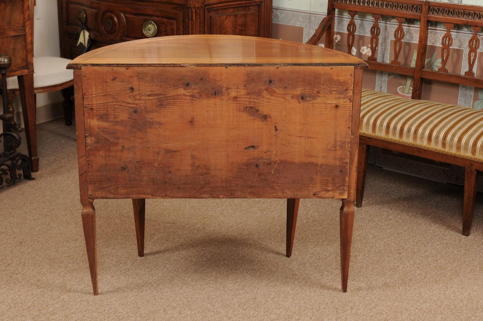 Italian Neoclassical Walnut Inlaid Demilune Cabinet, circa 1800 3