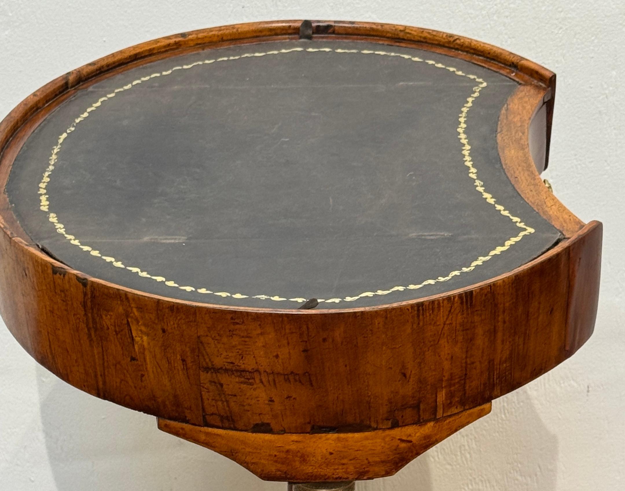 Italian Neoclassical Walnut & Leather Side Table with Concealed Compartments For Sale 5
